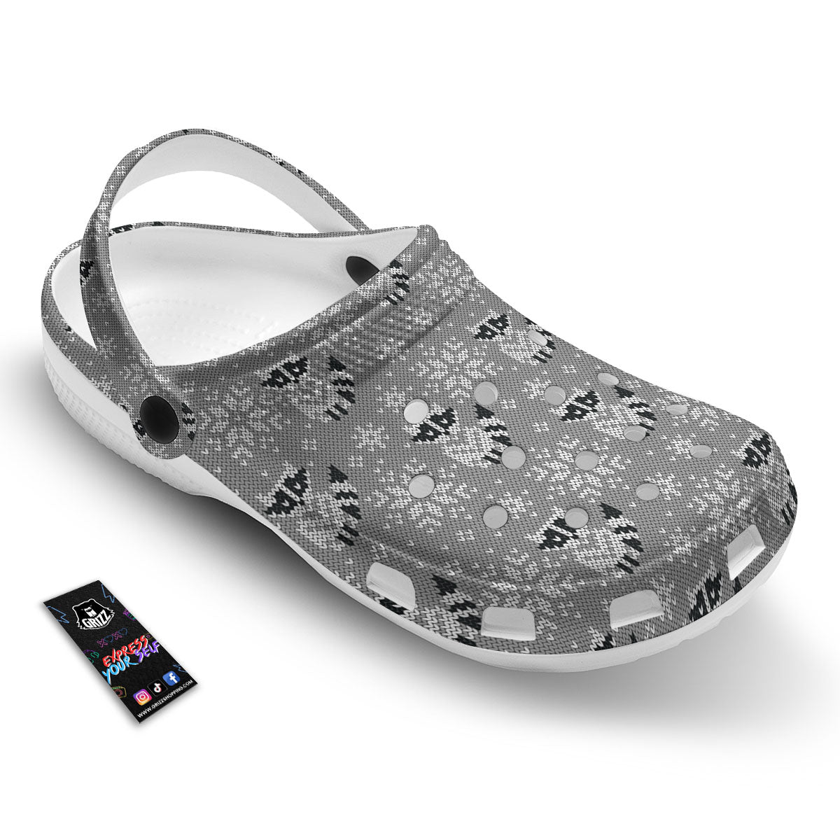 Raccoon Knitted Print Pattern Clog-grizzshop