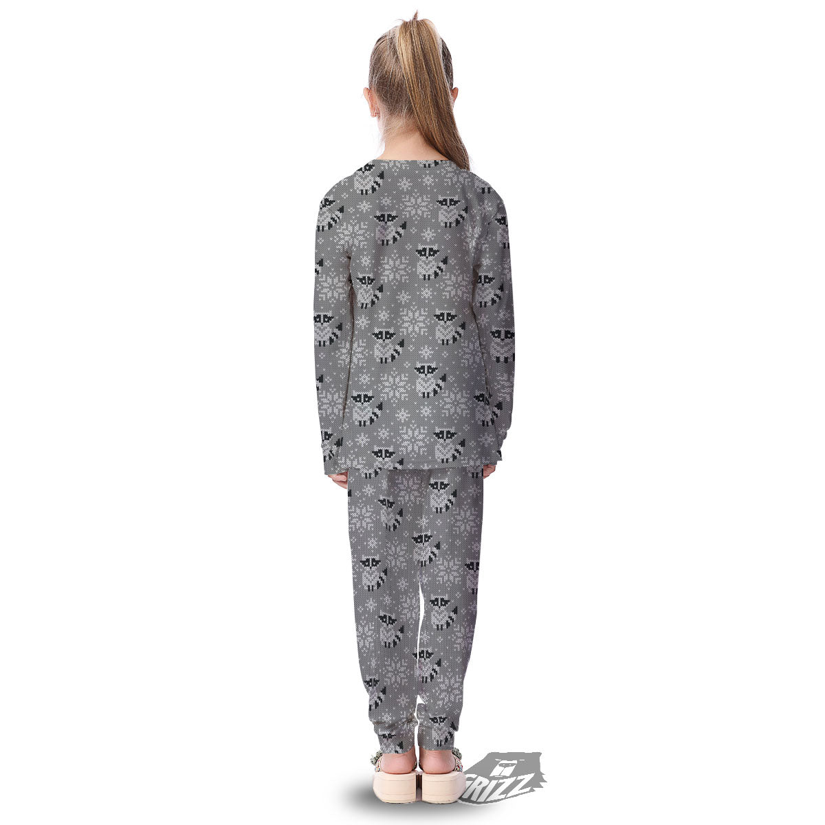 Raccoon Knitted Print Pattern Kid's Pajamas-grizzshop