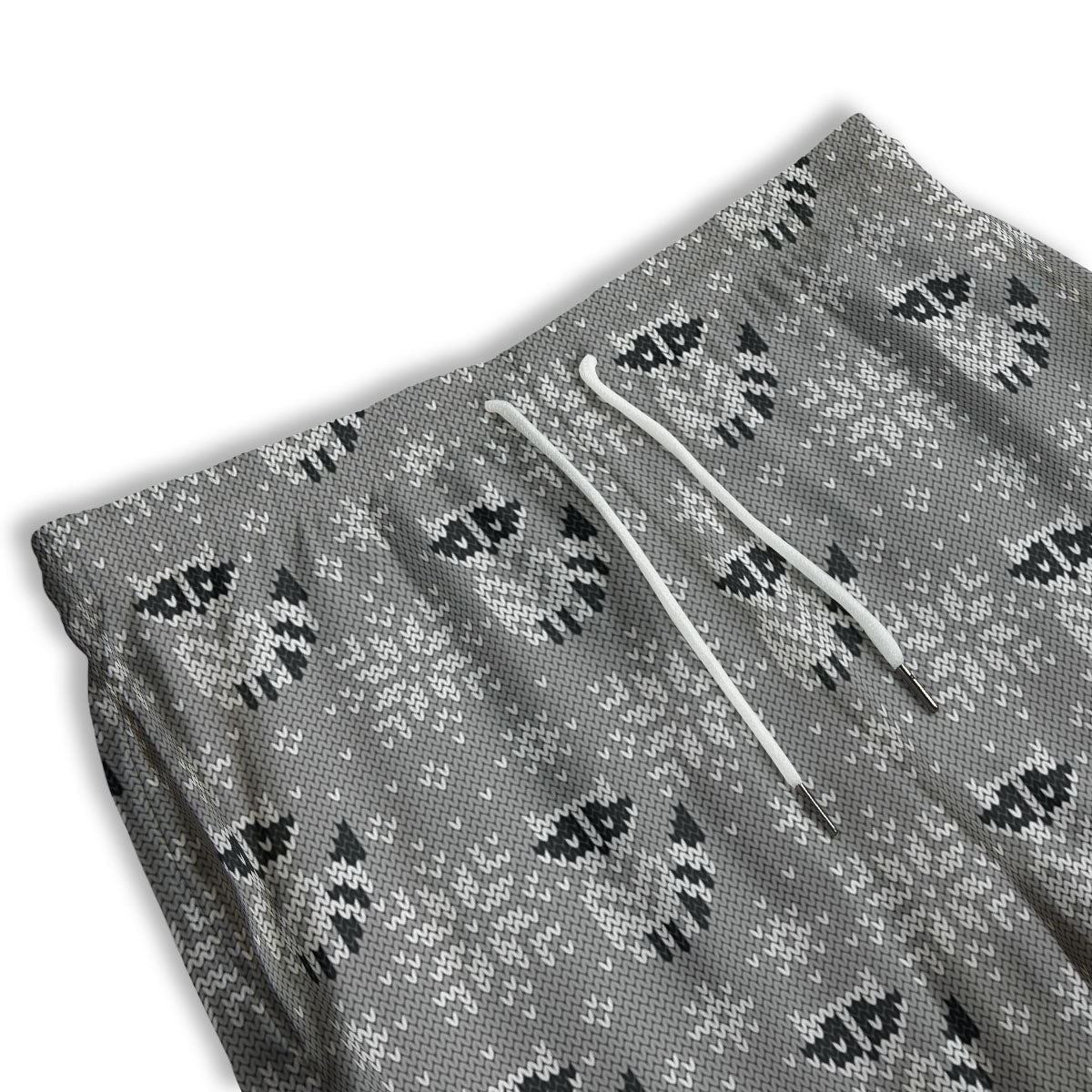 Raccoon Knitted Print Pattern Men's Athletic Shorts