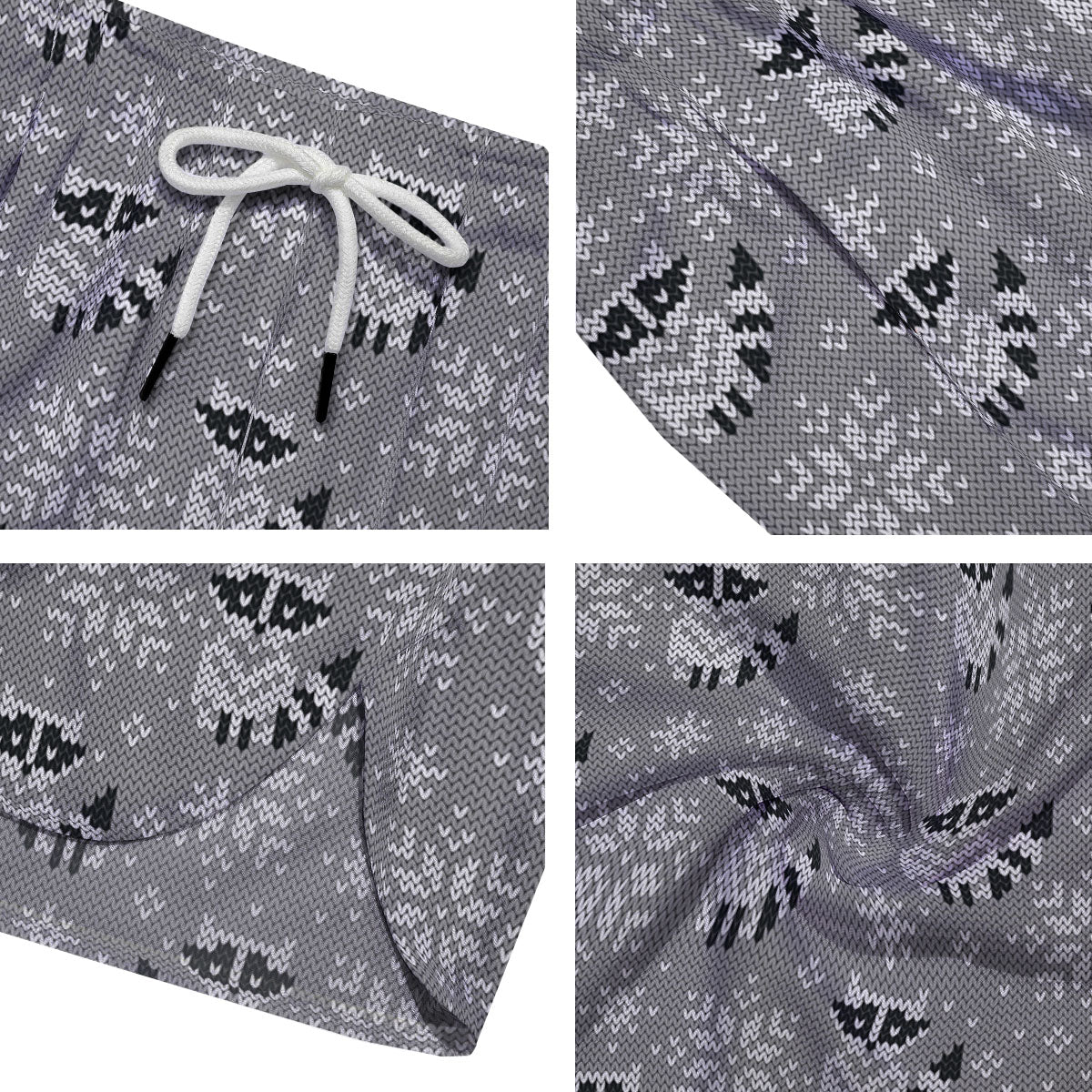Raccoon Knitted Print Pattern Men's Running Shorts-grizzshop