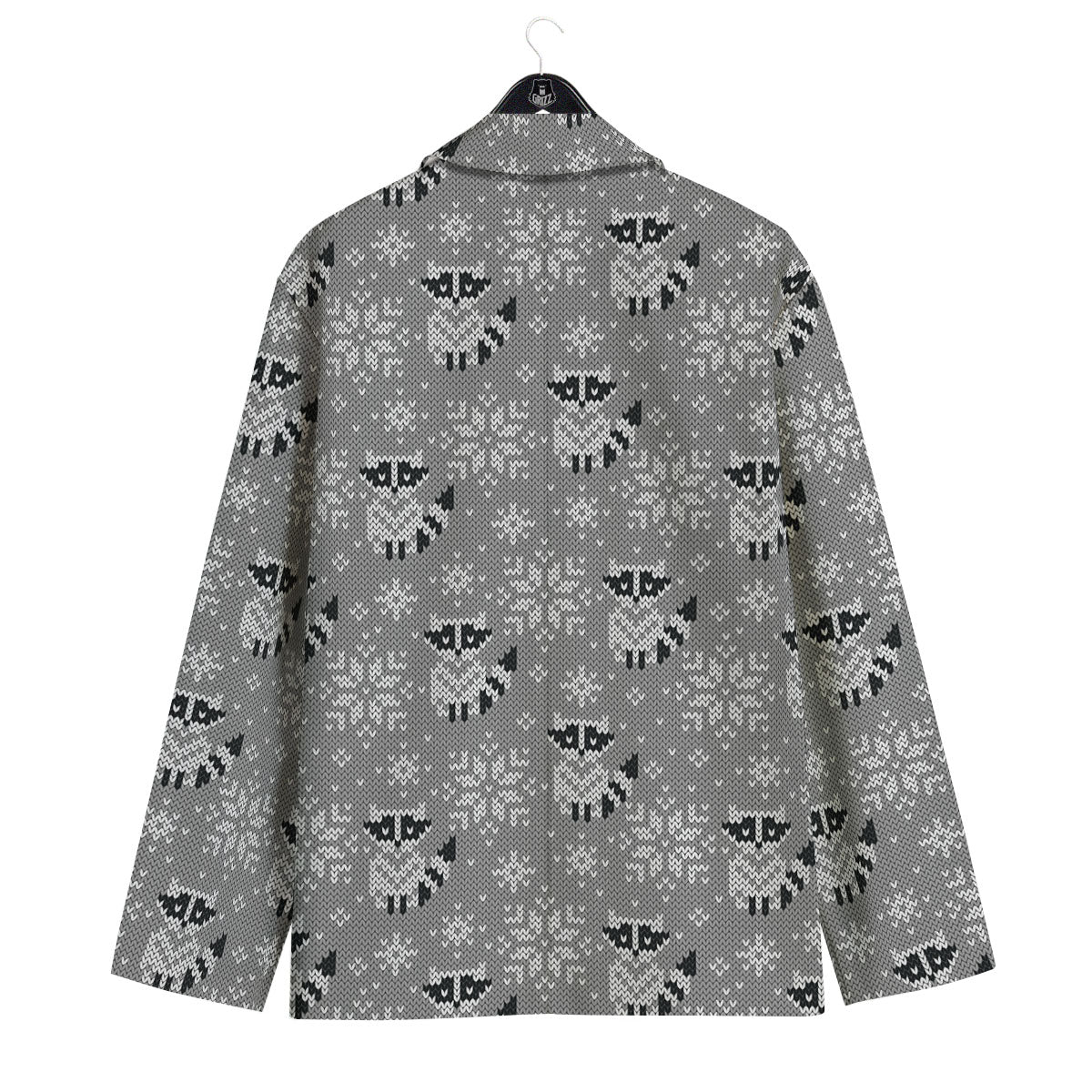 Raccoon Knitted Print Pattern Men's Sport Coat-grizzshop