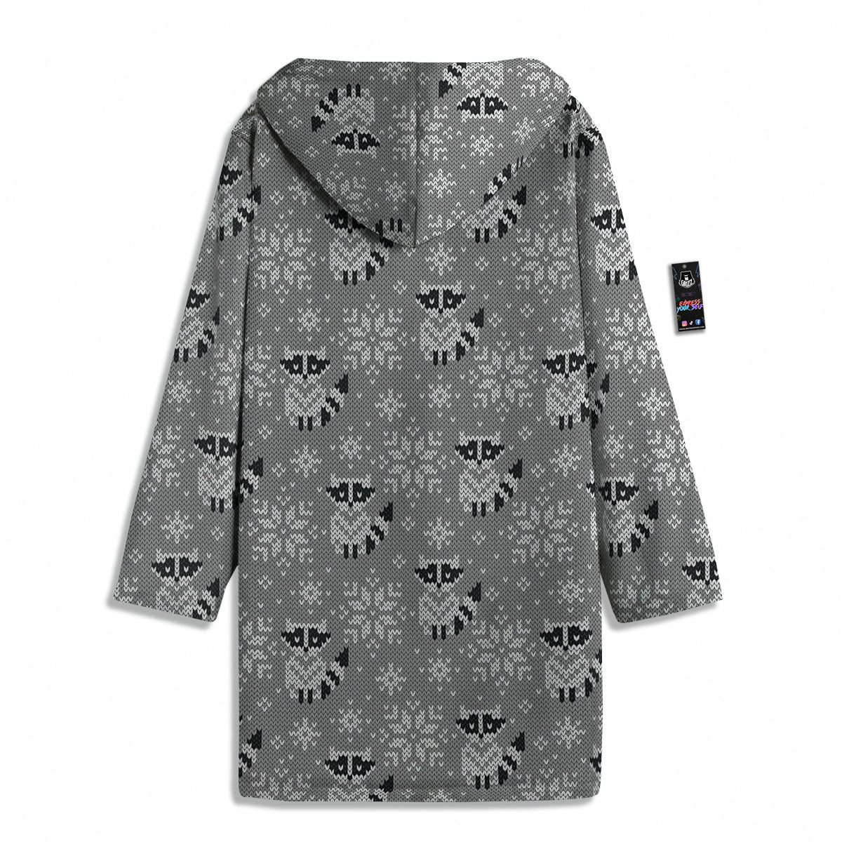 Raccoon Knitted Print Pattern Men's Windbreaker Jacket-grizzshop