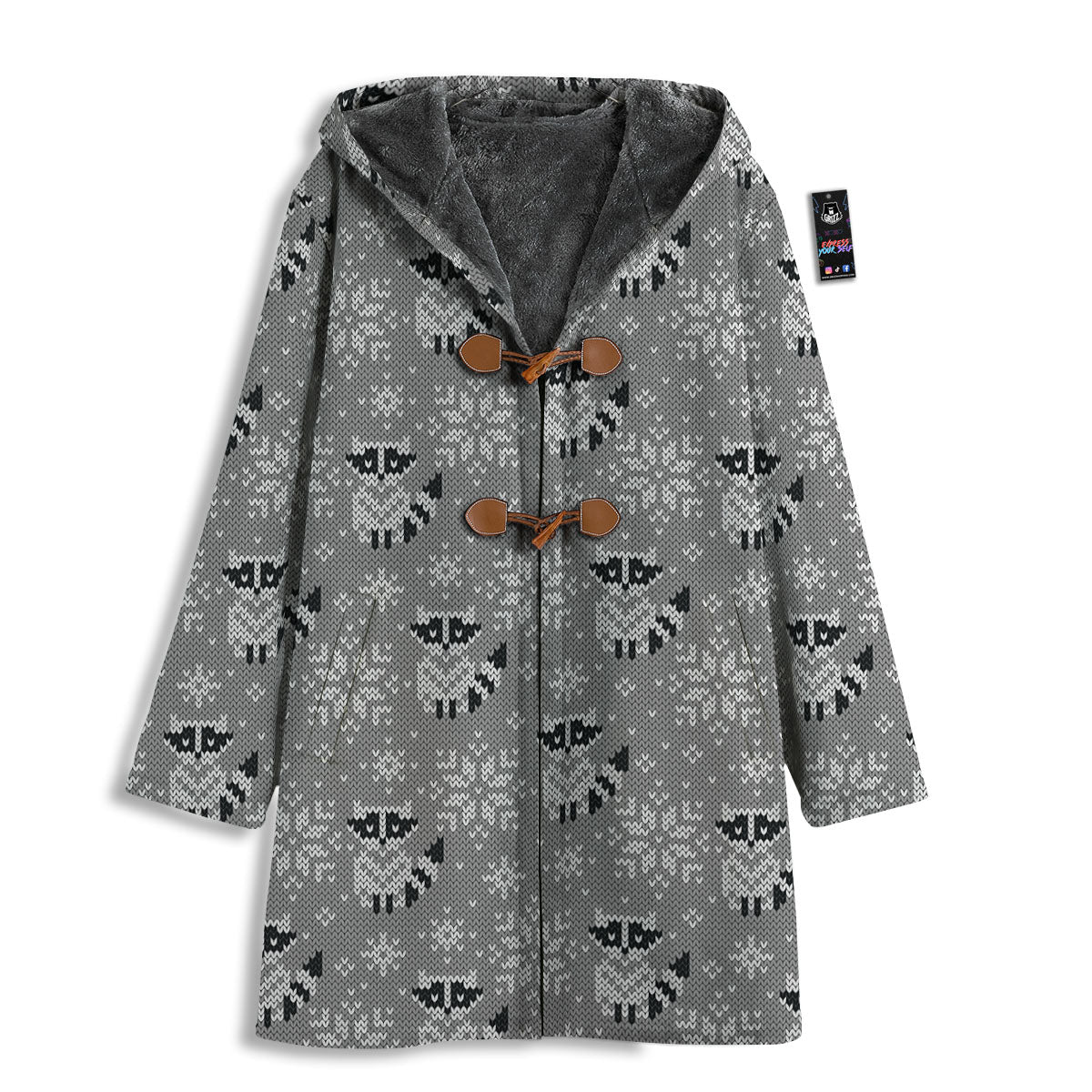 Raccoon Knitted Print Pattern Men's Windbreaker Jacket-grizzshop