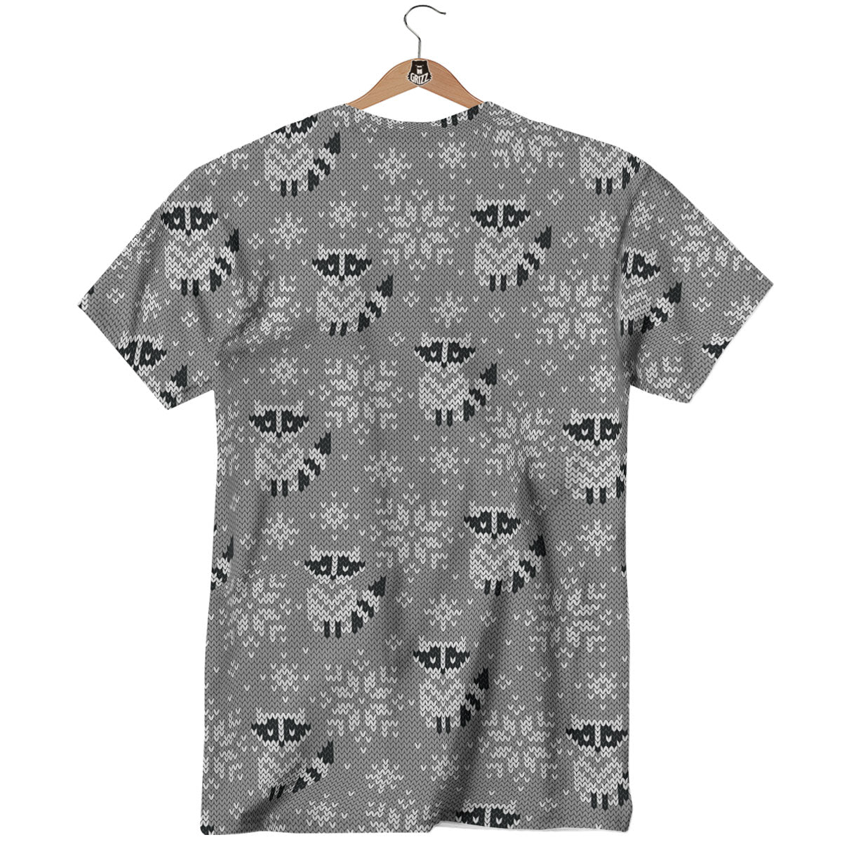 Raccoon Knitted Print Pattern T-Shirt-grizzshop