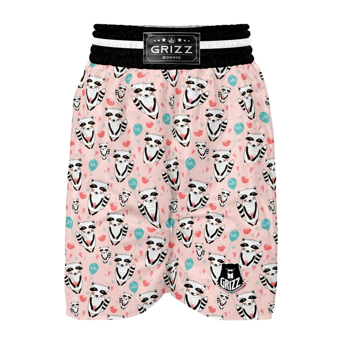 Raccoon Pattern Print Boxing Shorts-grizzshop