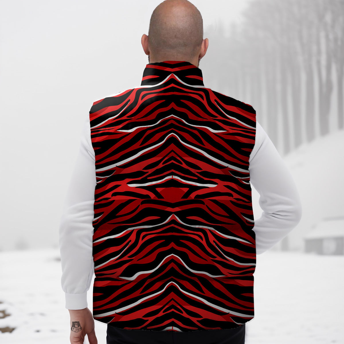 Raccoon Pattern Print Down Vest