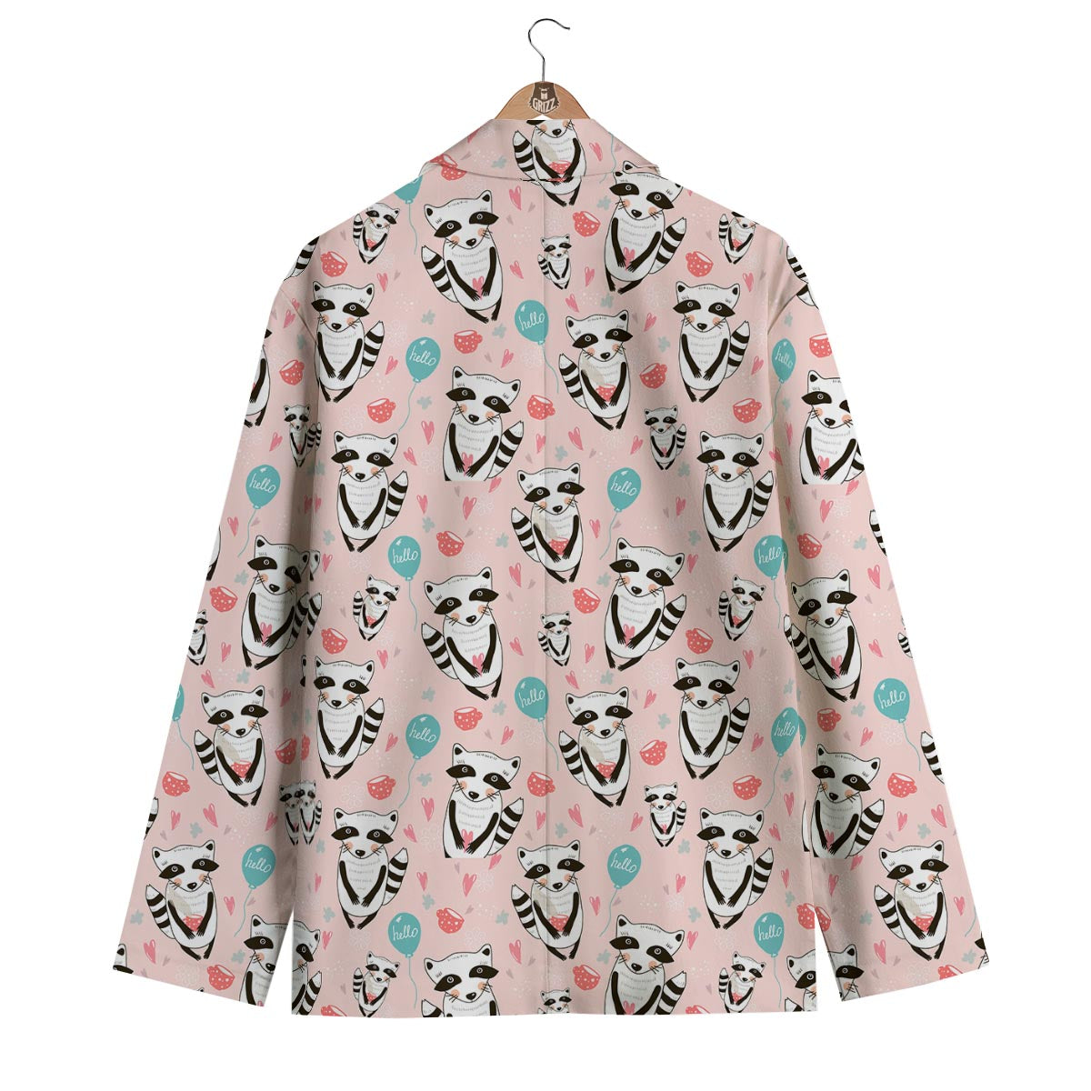 Raccoon Pattern Print Men's Blazer-grizzshop