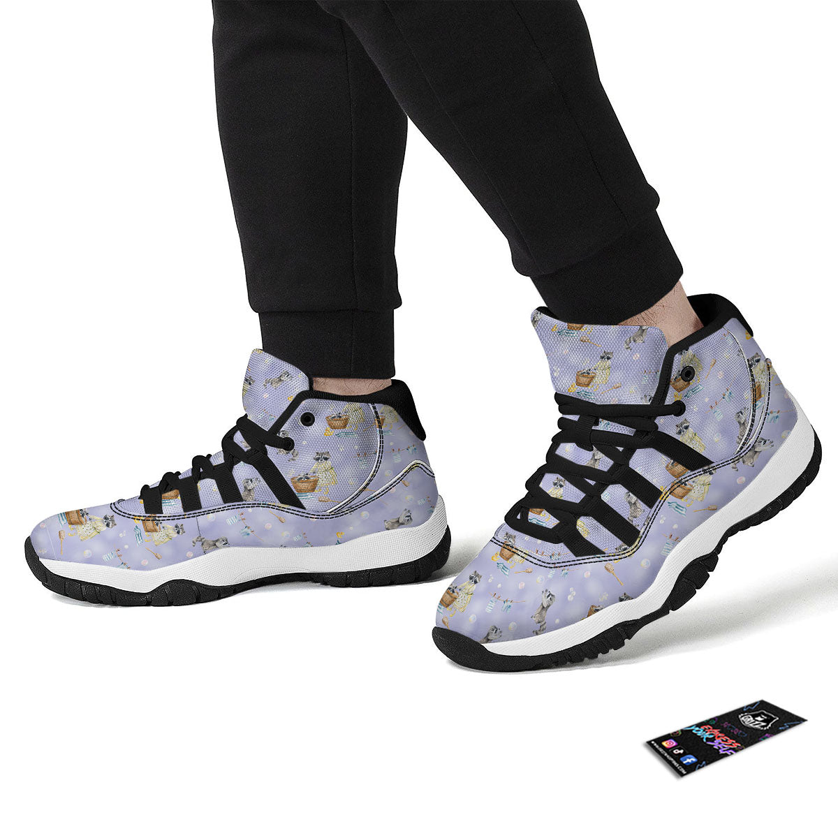 Raccoon Watercolor Print Pattern Black Bball Shoes-grizzshop