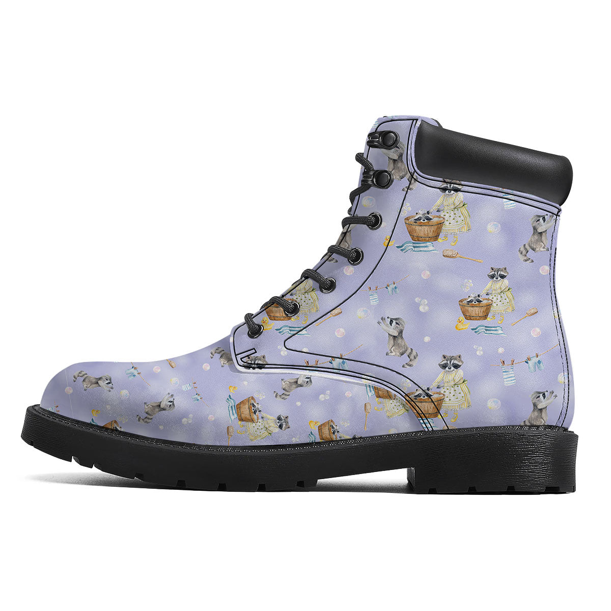 Raccoon Watercolor Print Pattern Boots-grizzshop