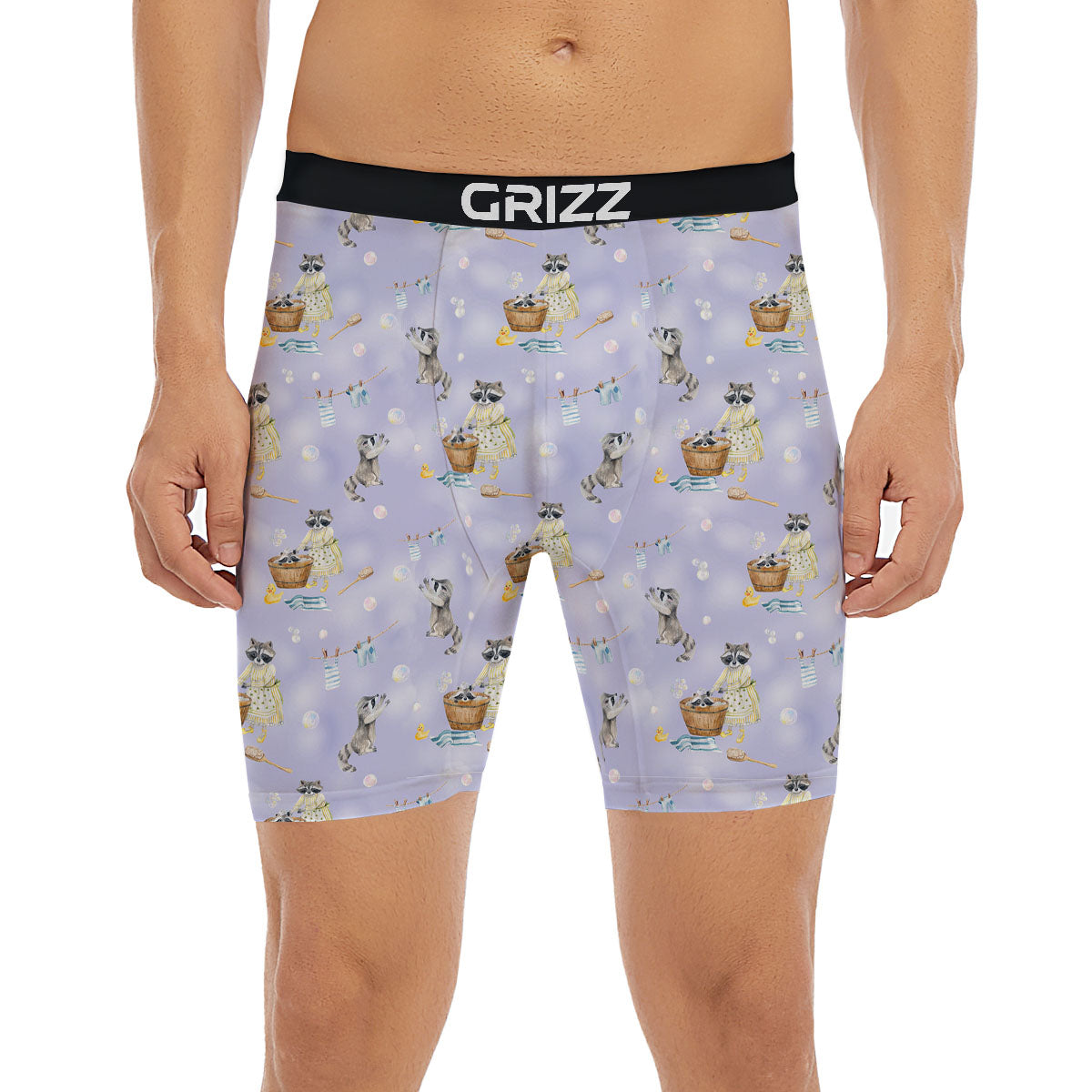 Raccoon Watercolor Print Pattern Boxer Briefs-grizzshop