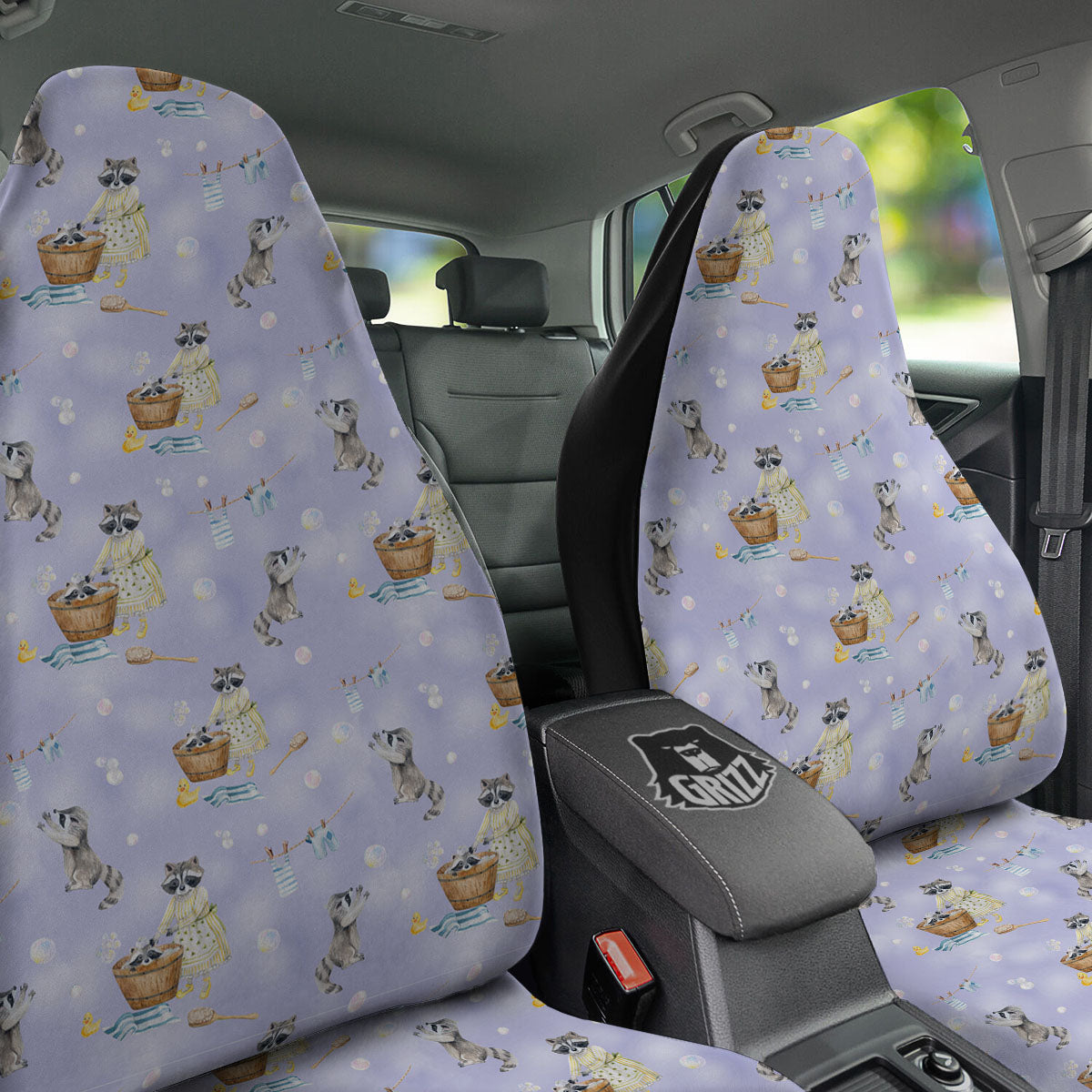 Raccoon Watercolor Print Pattern Car Seat Covers-grizzshop