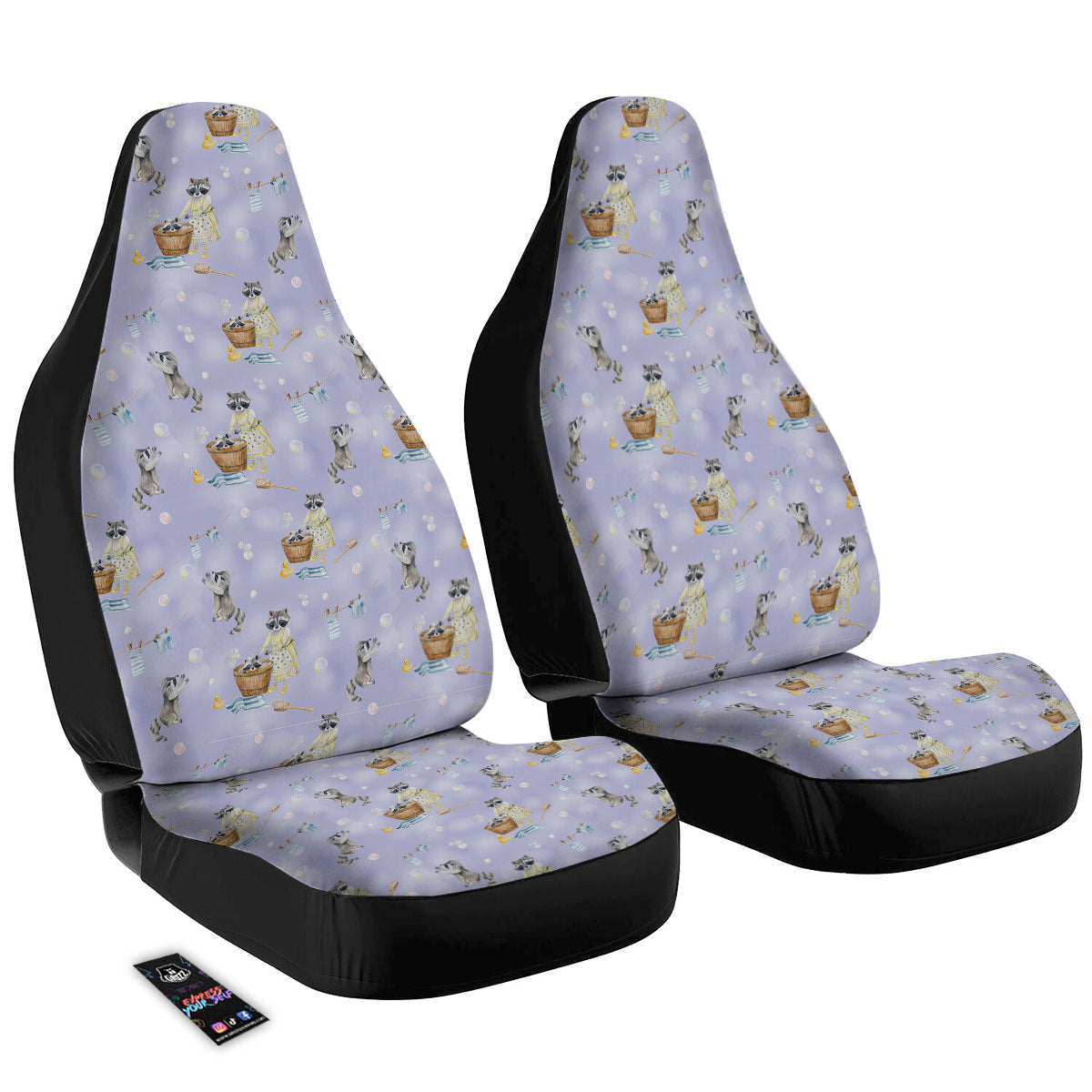 Raccoon Watercolor Print Pattern Car Seat Covers-grizzshop