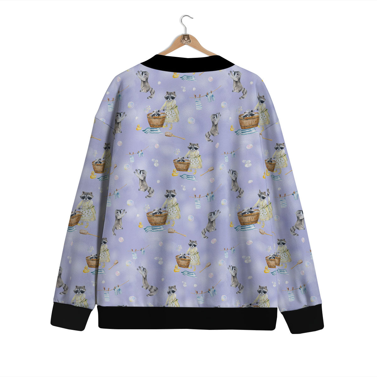 Raccoon Watercolor Print Pattern Cardigan-grizzshop