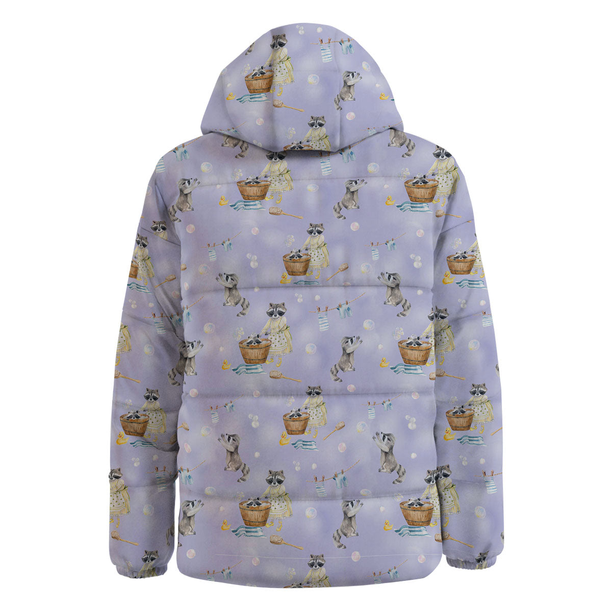 Raccoon Watercolor Print Pattern Down Jacket-grizzshop