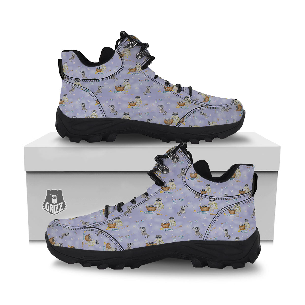 Raccoon Watercolor Print Pattern Hiking Shoes-grizzshop