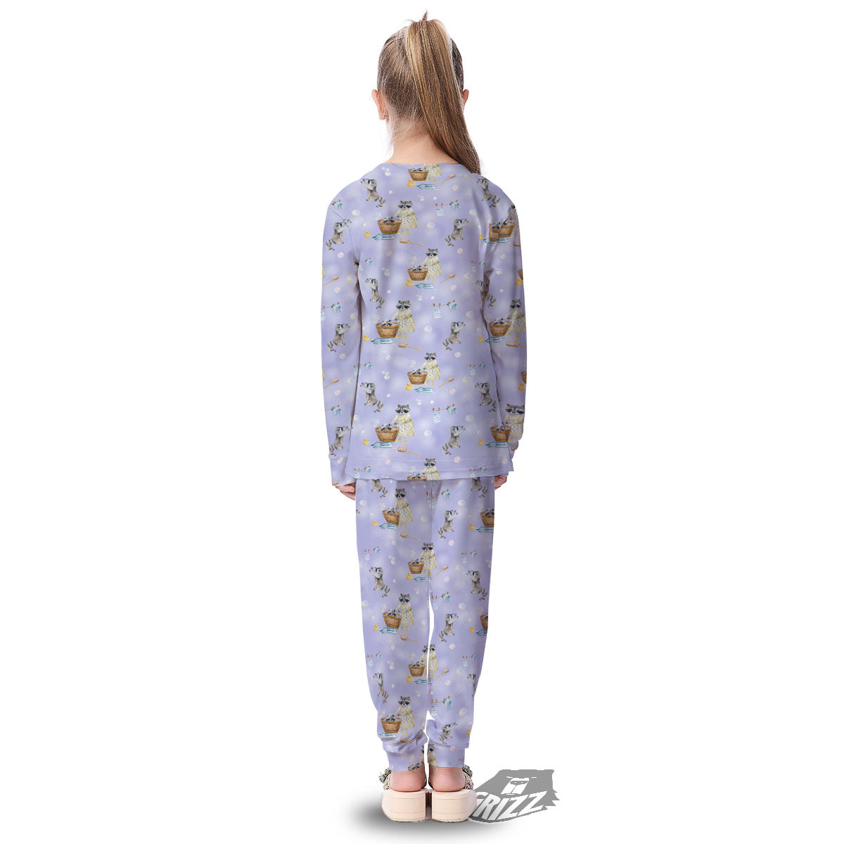 Raccoon Watercolor Print Pattern Kid's Pajamas-grizzshop
