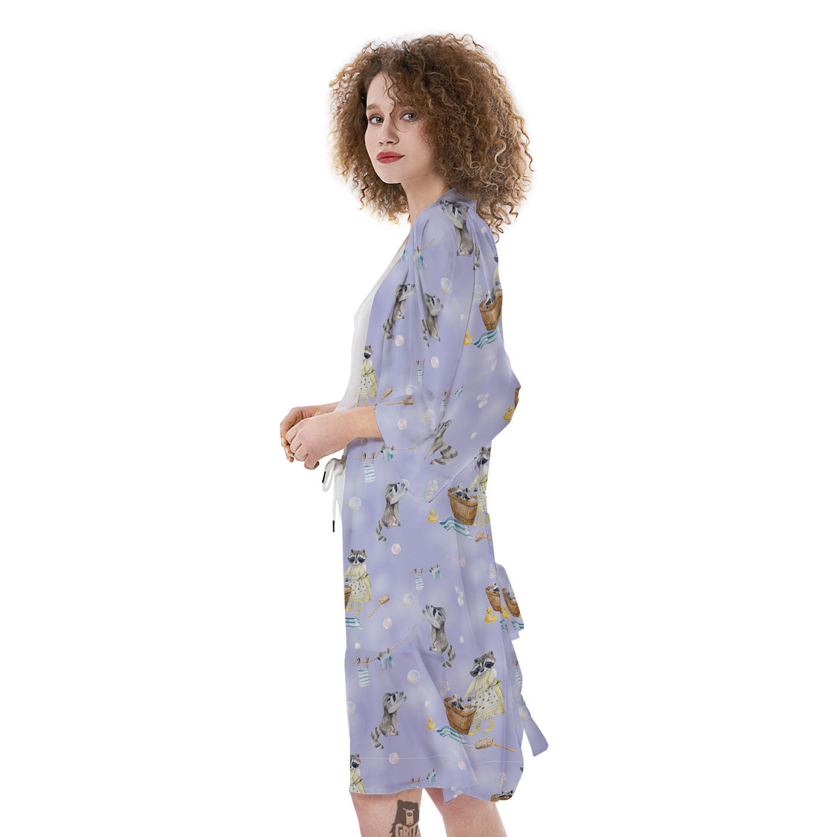 Raccoon Watercolor Print Pattern Kimono-grizzshop
