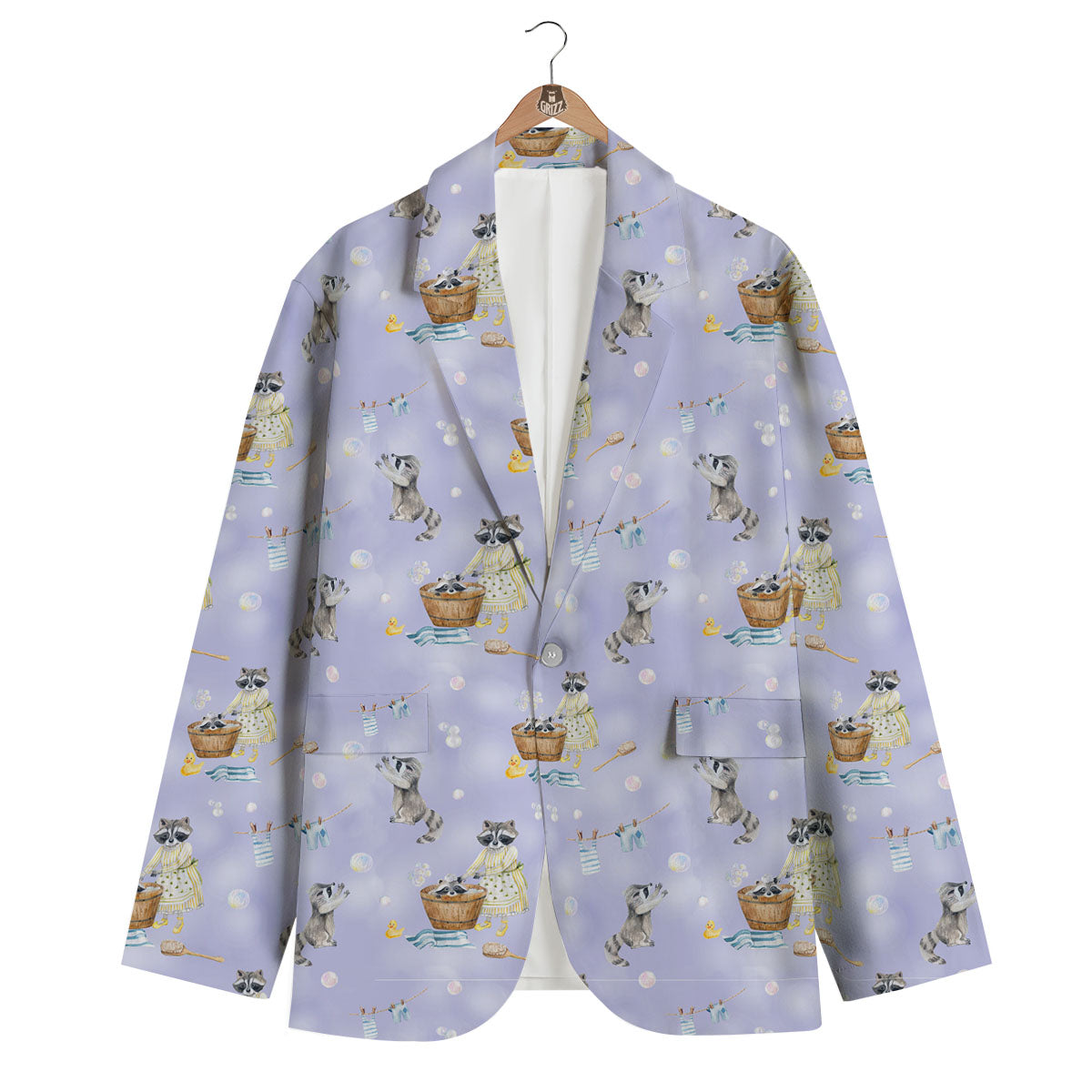 Raccoon Watercolor Print Pattern Men's Blazer-grizzshop