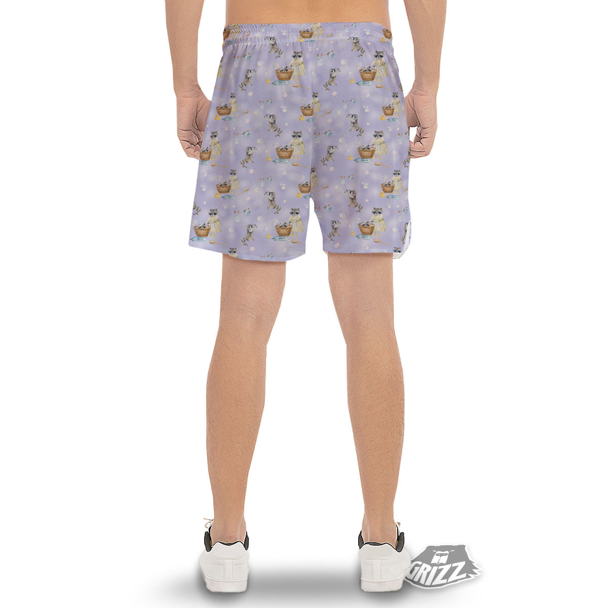 Raccoon Watercolor Print Pattern Men's Gym Shorts-grizzshop