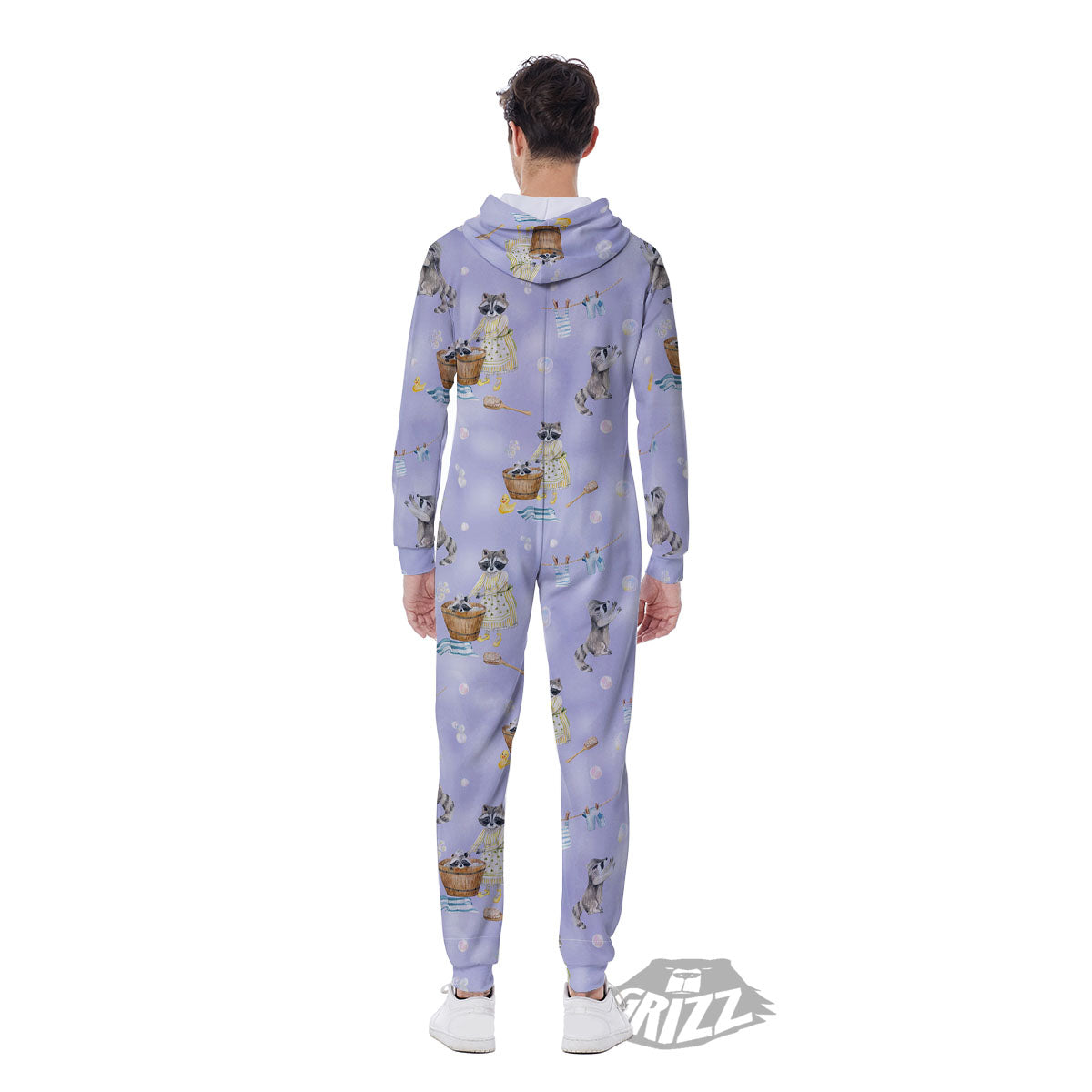 Raccoon Watercolor Print Pattern Men's Jumpsuit-grizzshop