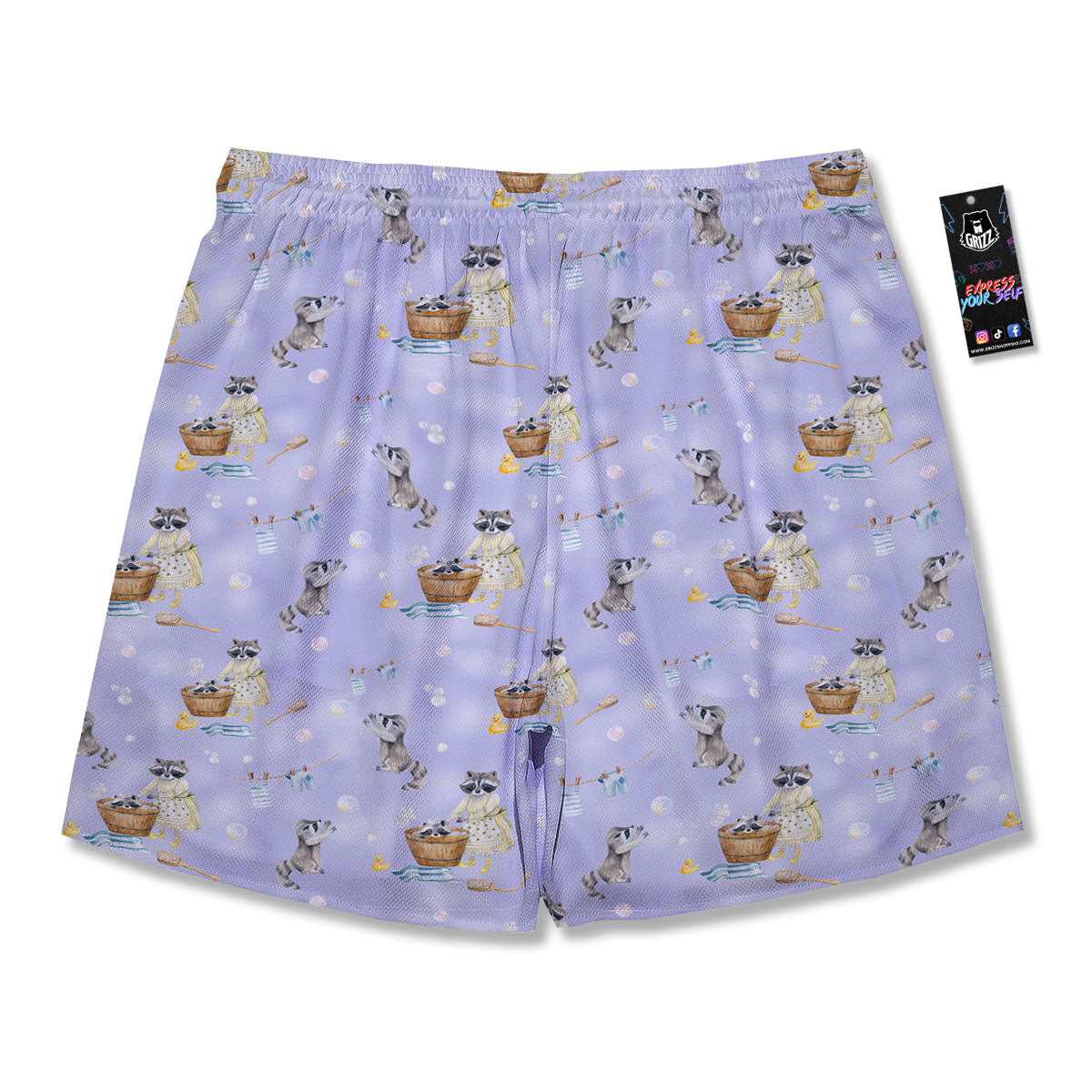 Raccoon Watercolor Print Pattern Men's Running Shorts-grizzshop
