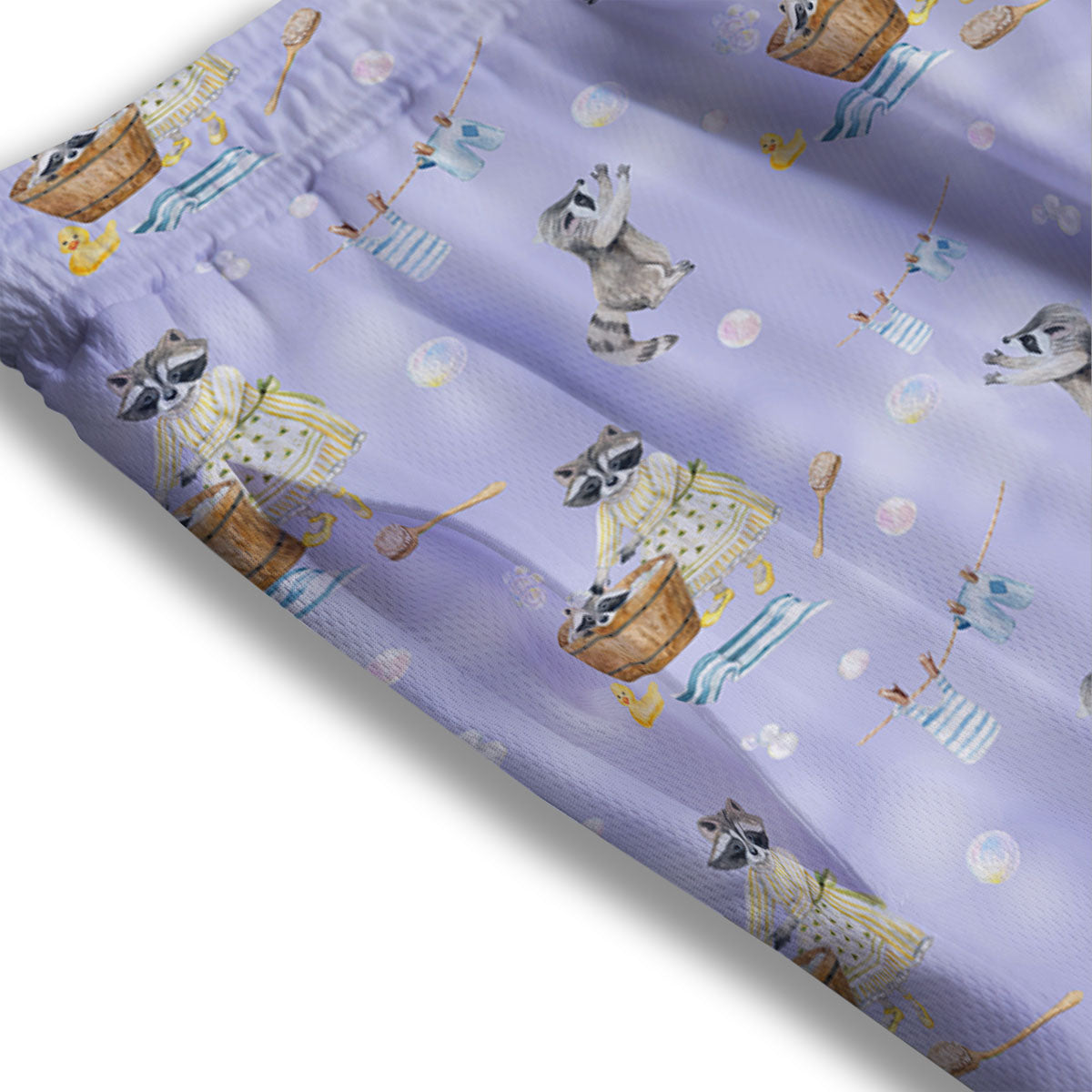 Raccoon Watercolor Print Pattern Mesh Shorts