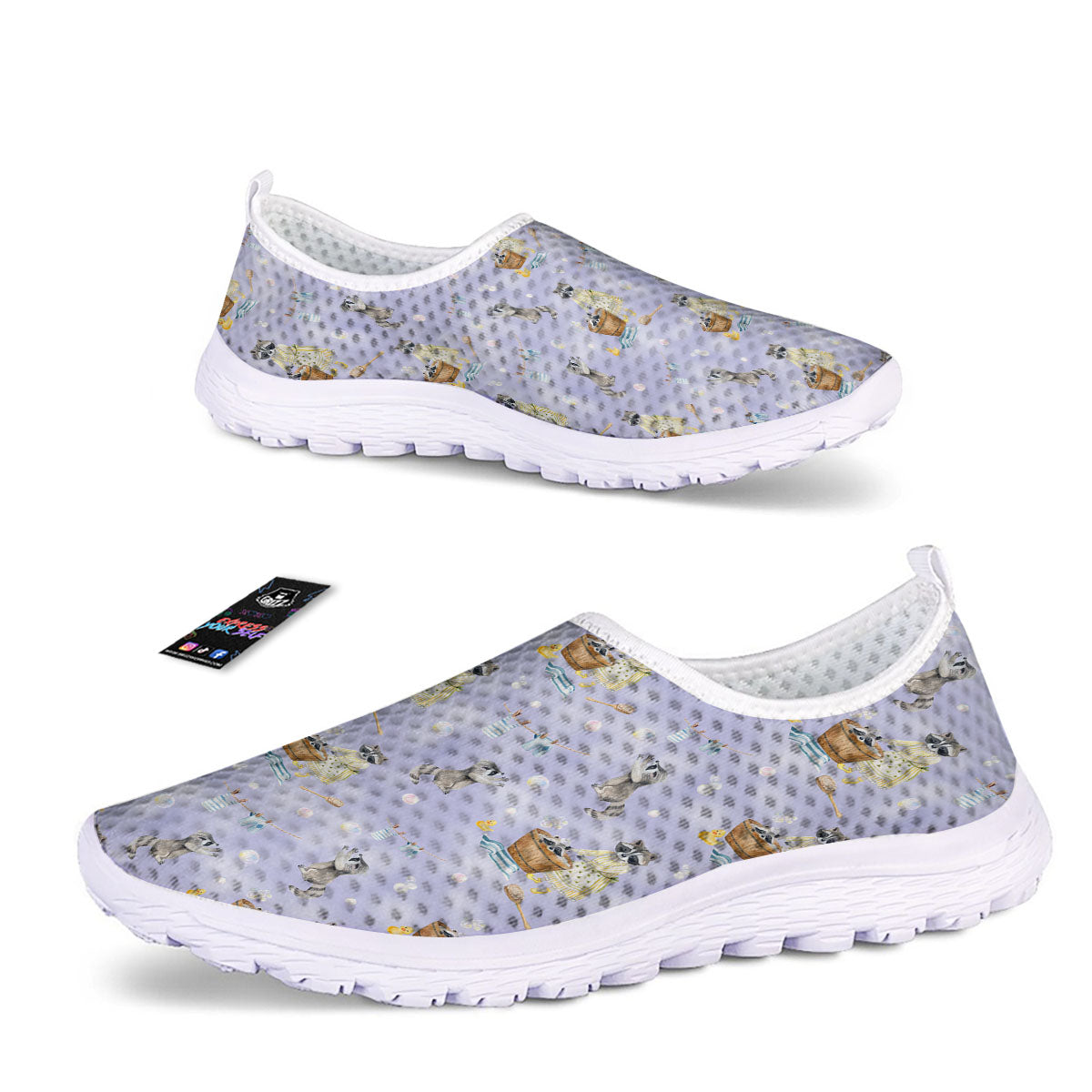 Raccoon Watercolor Print Pattern Nurse Shoes-grizzshop