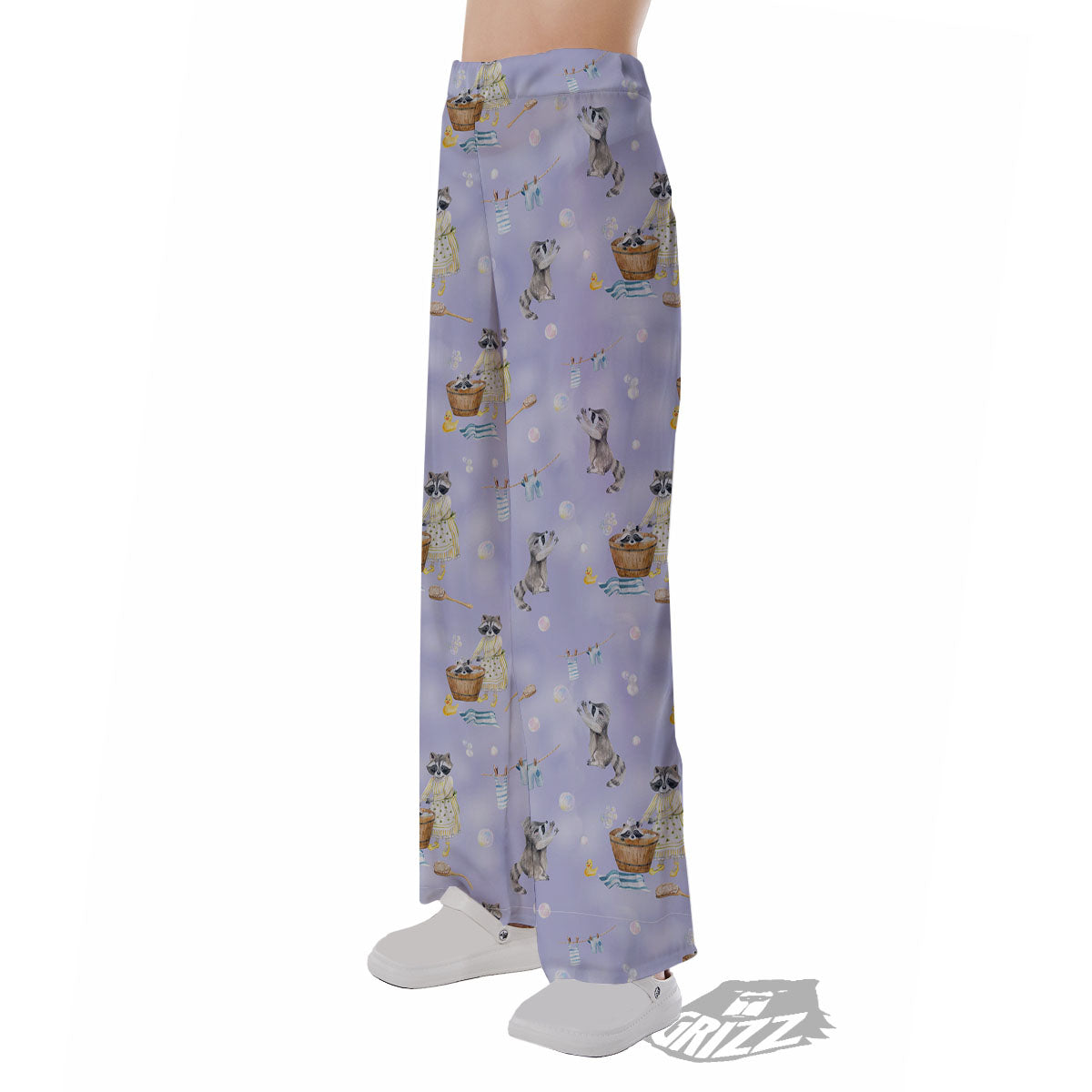 Raccoon Watercolor Print Pattern Pajama Pants-grizzshop