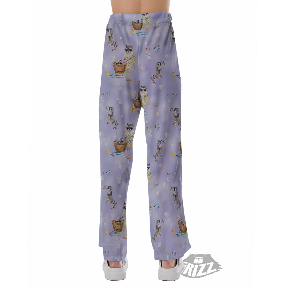 Raccoon Watercolor Print Pattern Pajama Pants-grizzshop
