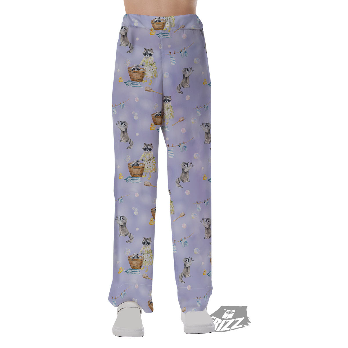 Raccoon Watercolor Print Pattern Pajama Pants-grizzshop