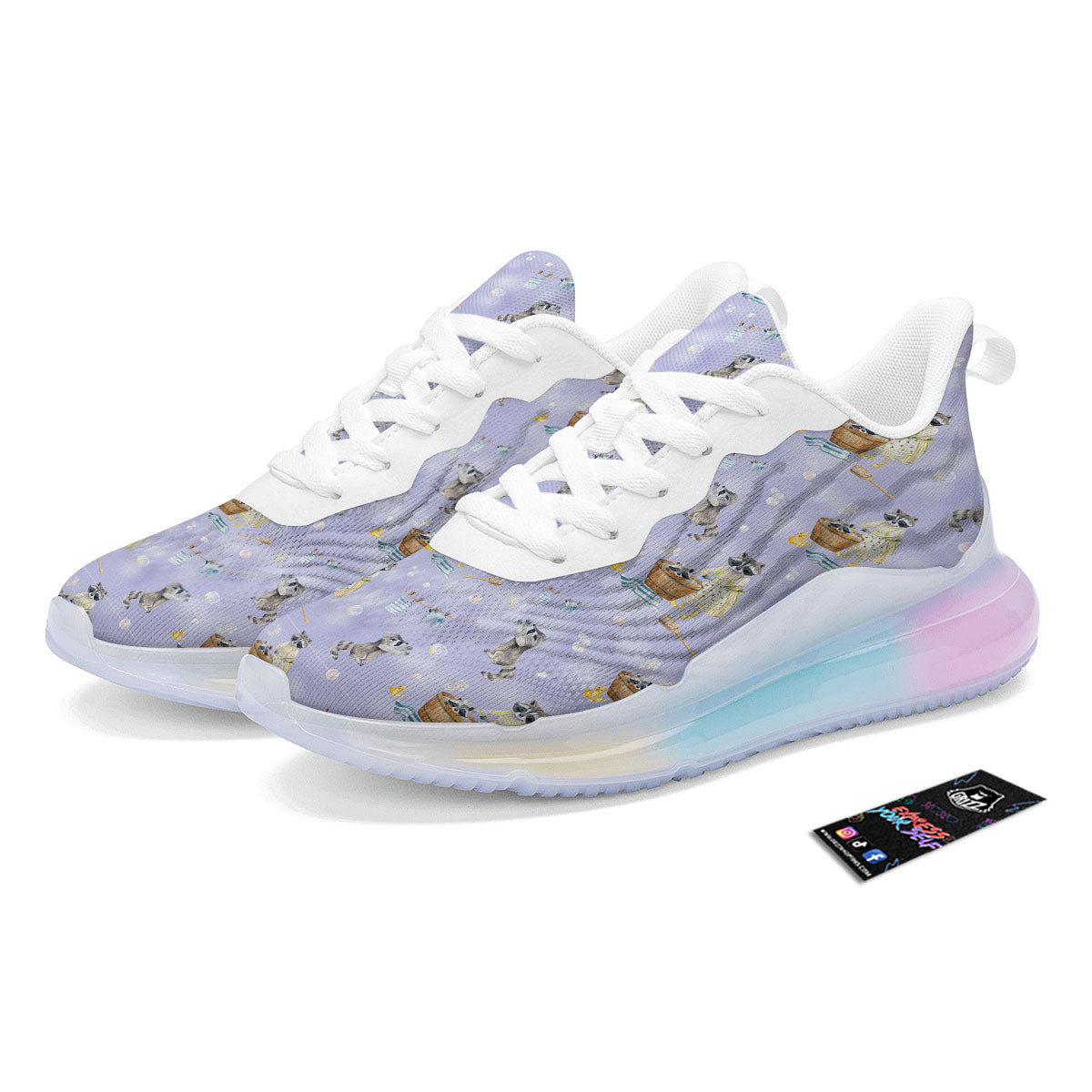 Raccoon Watercolor Print Pattern Running Sneakers-grizzshop