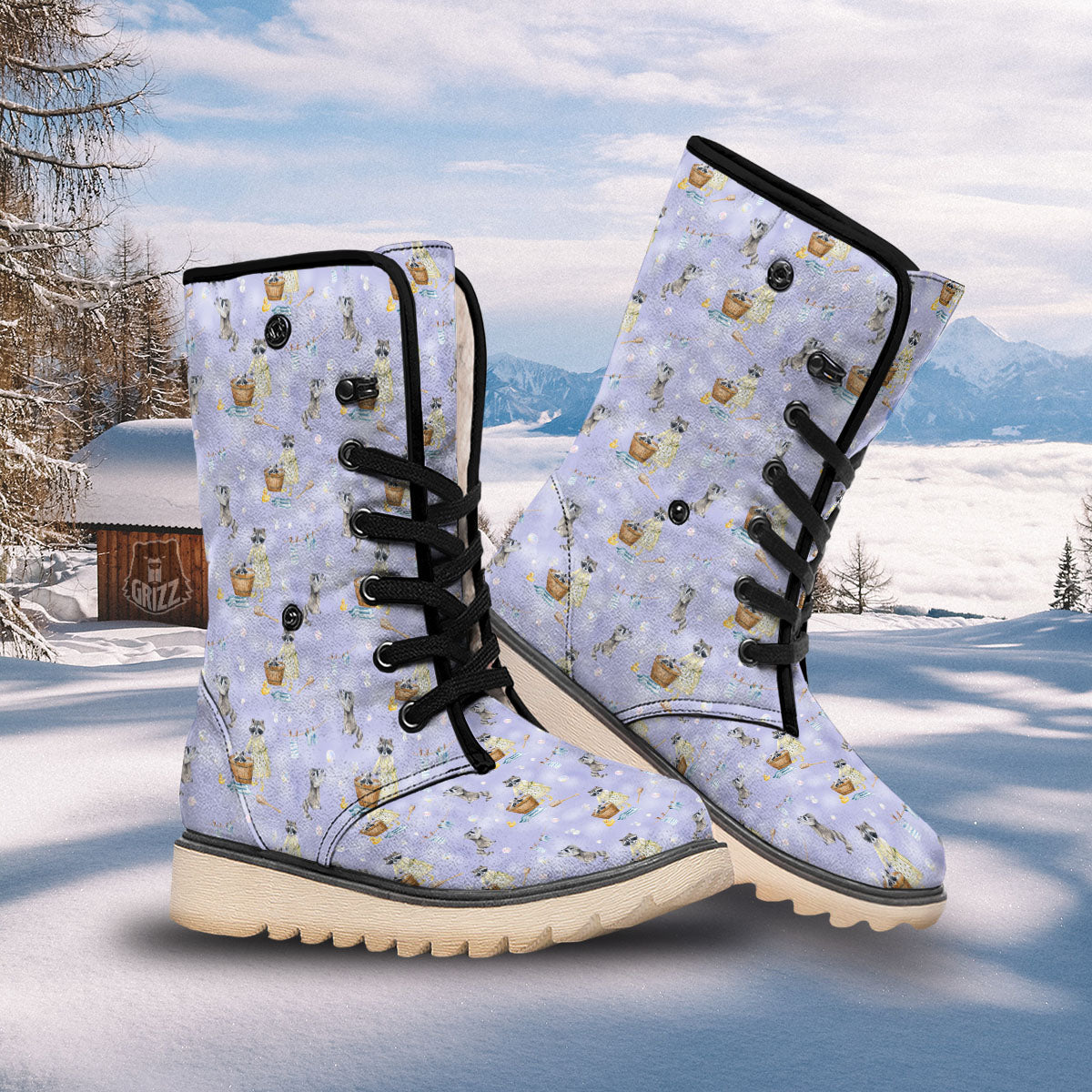 Raccoon Watercolor Print Pattern Snow Boots-grizzshop