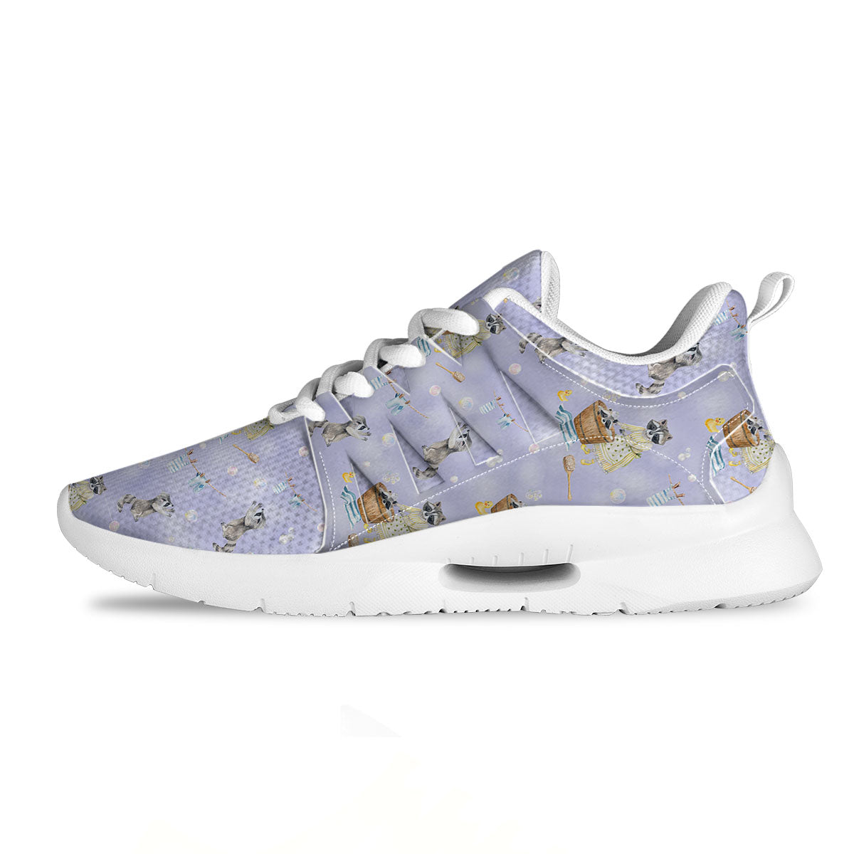Raccoon Watercolor Print Pattern Tennis Shoes-grizzshop