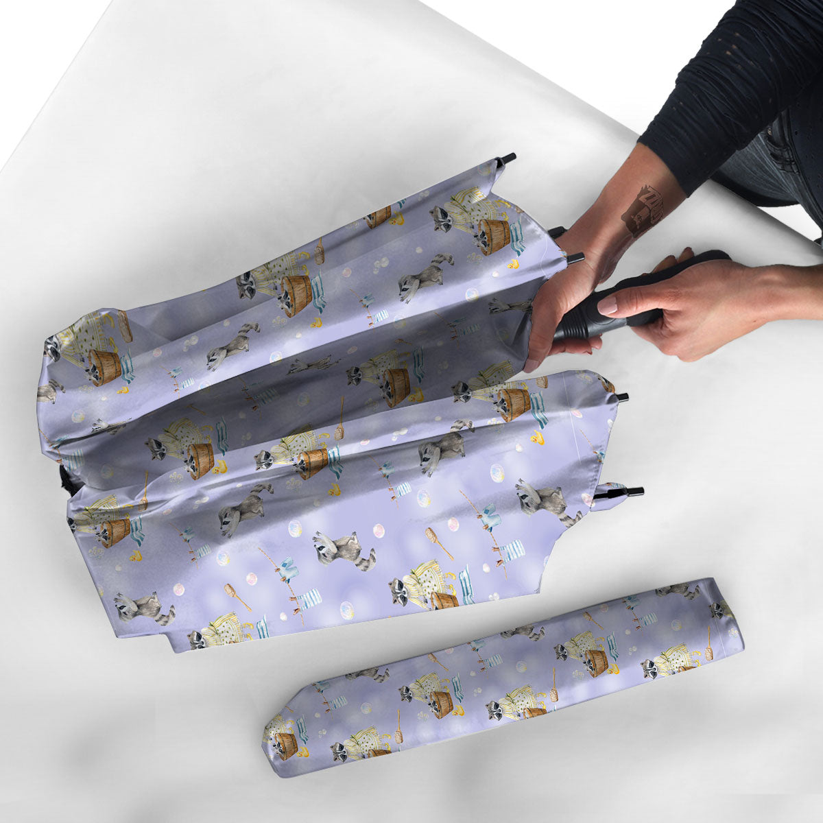 Raccoon Watercolor Print Pattern Umbrella-grizzshop