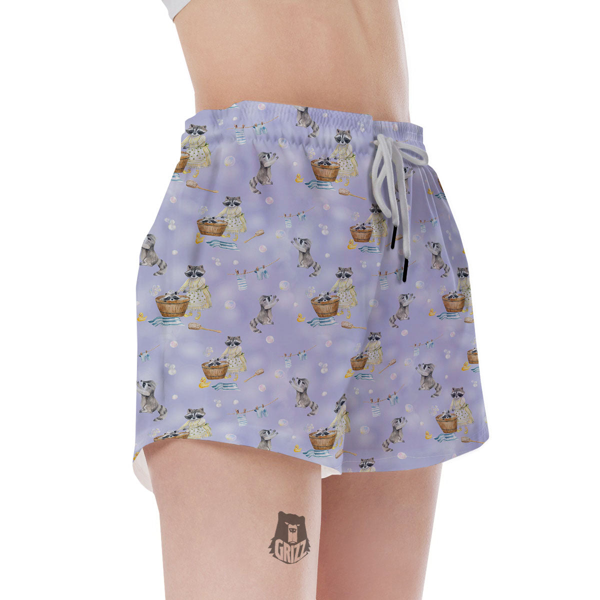 Raccoon Watercolor Print Pattern Women's Shorts-grizzshop