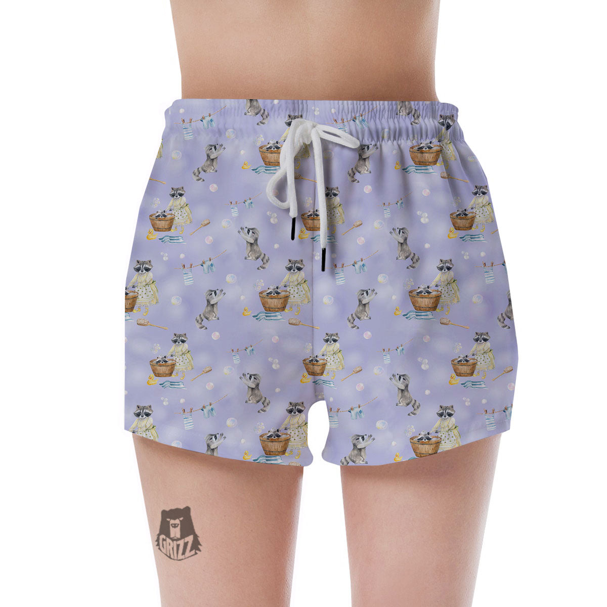 Raccoon Watercolor Print Pattern Women's Shorts-grizzshop