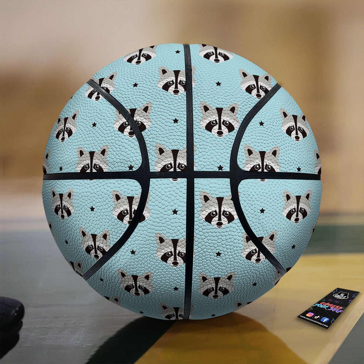 Raccoon Cartoon Print Pattern Basketball