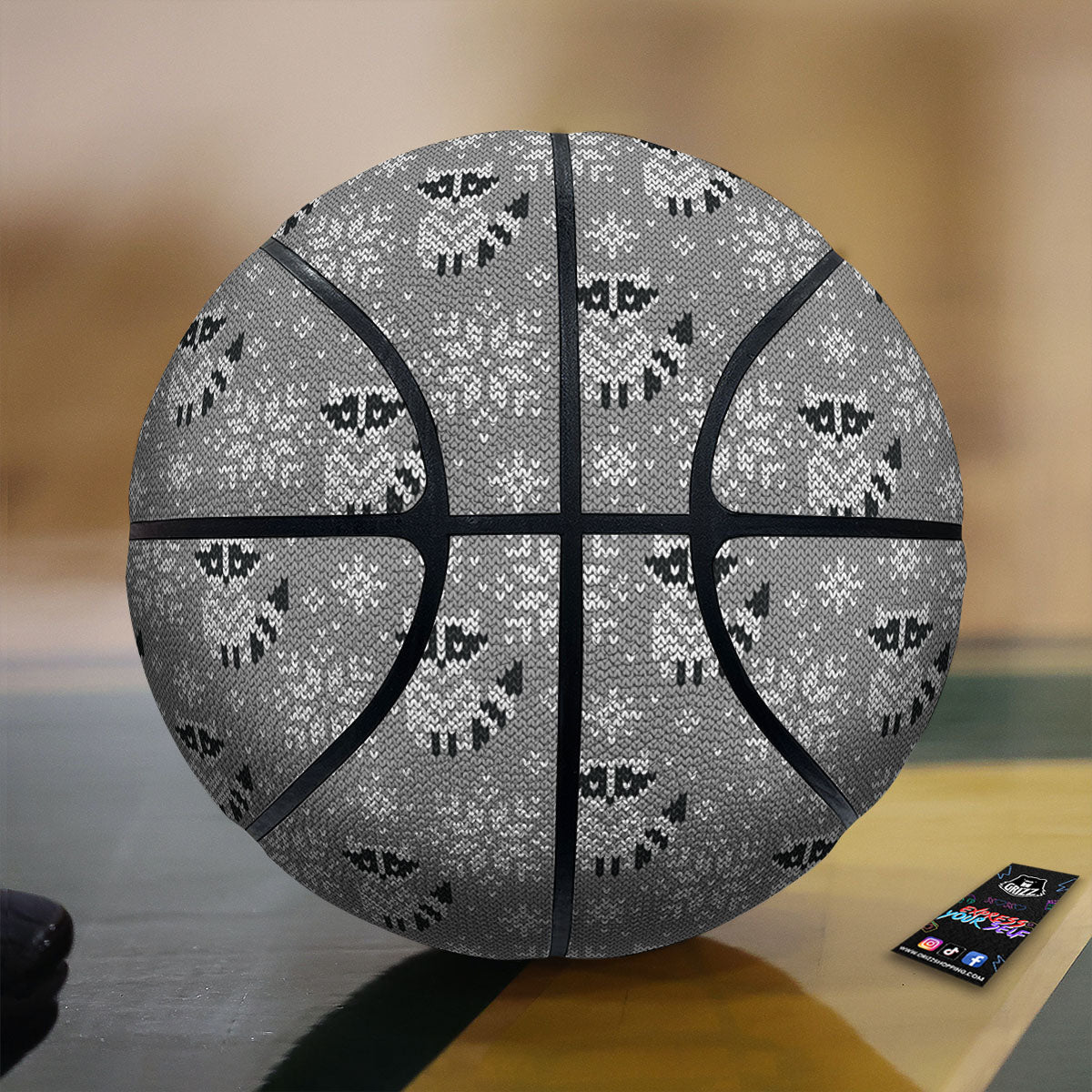 Raccoon Knitted Print Pattern Basketball