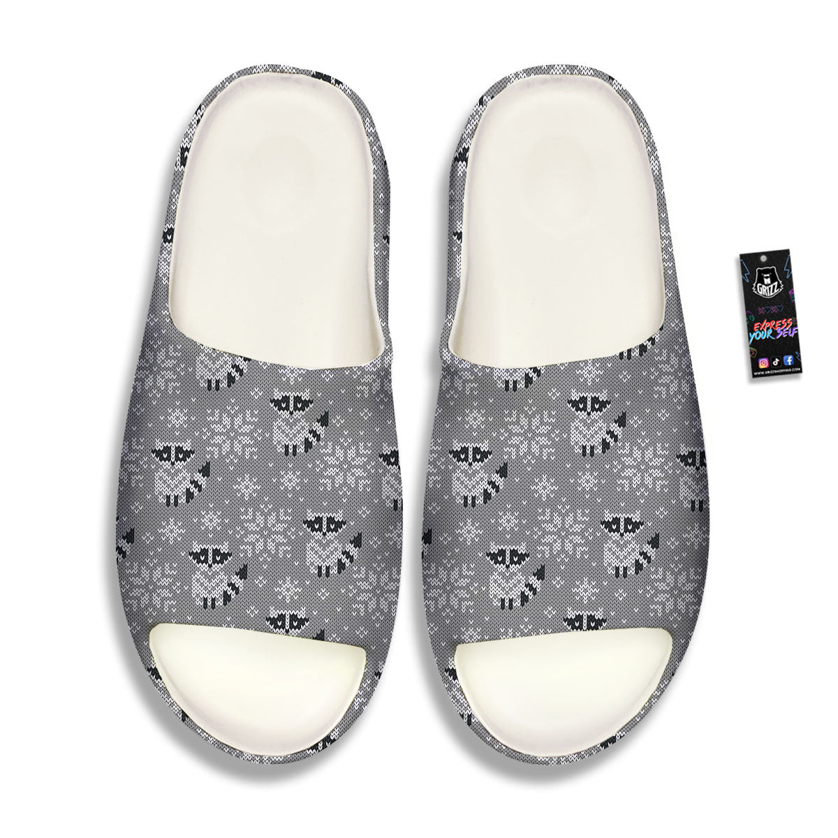 Raccoon Knitted Print Pattern Sandals-grizzshop
