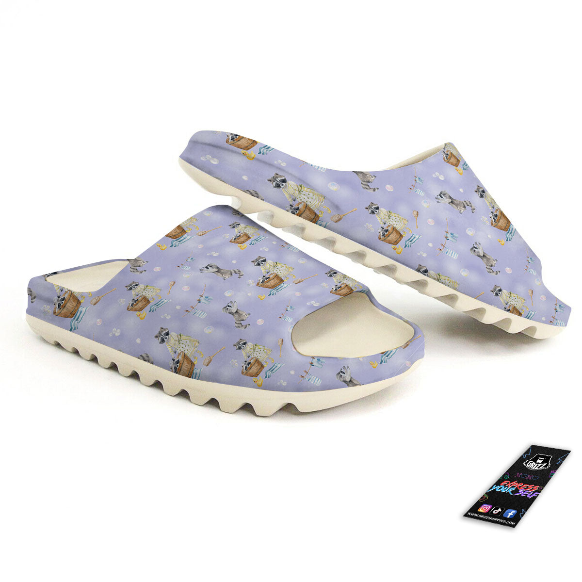 Raccoon Watercolor Print Pattern Sandals-grizzshop