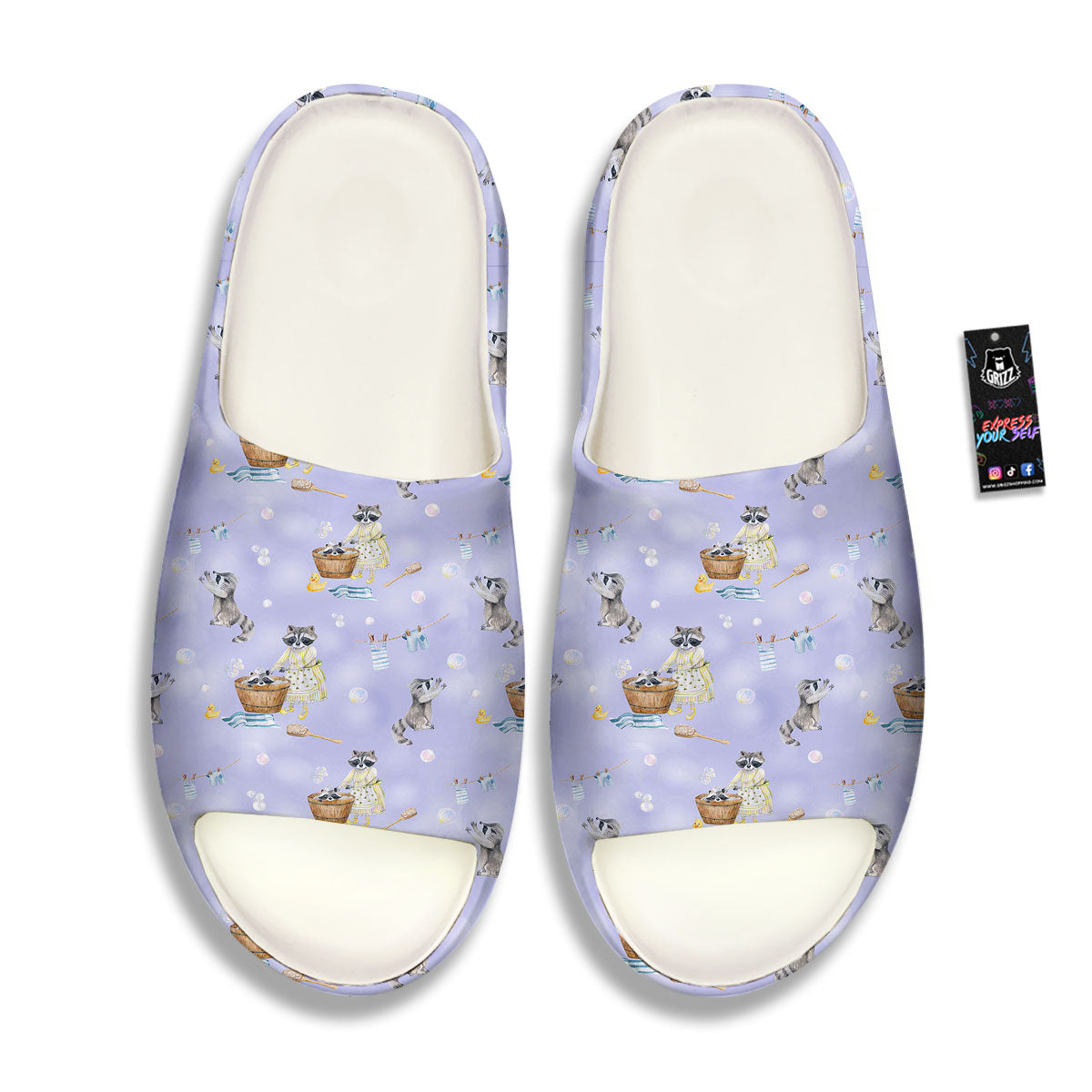 Raccoon Watercolor Print Pattern Sandals-grizzshop
