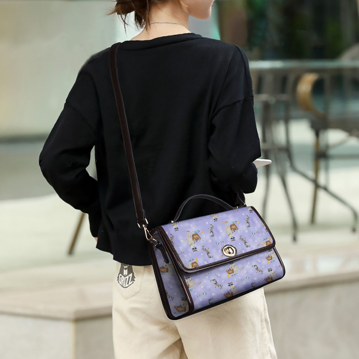 Raccoon Watercolor Print Pattern Women's Satchel Bag