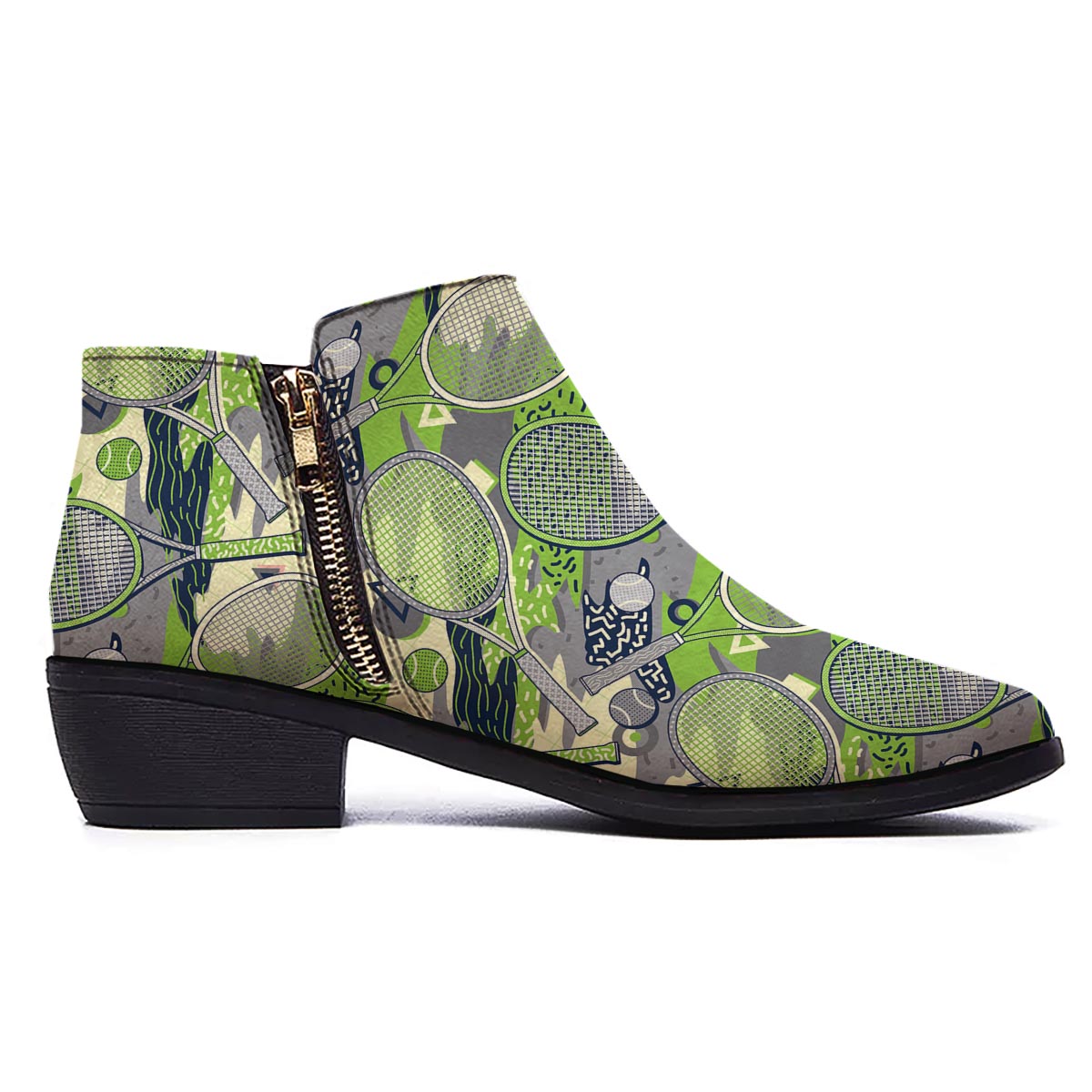 Racket And Tennis Ball Print Pattern Ankle Boots-grizzshop