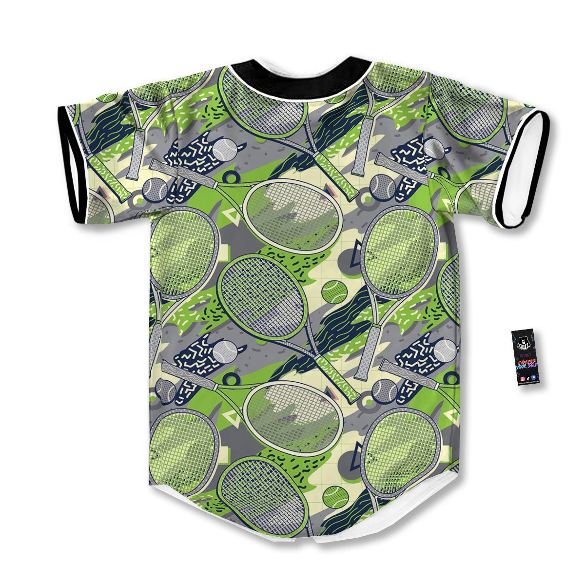 Racket And Tennis Ball Print Pattern Baseball Jersey-grizzshop