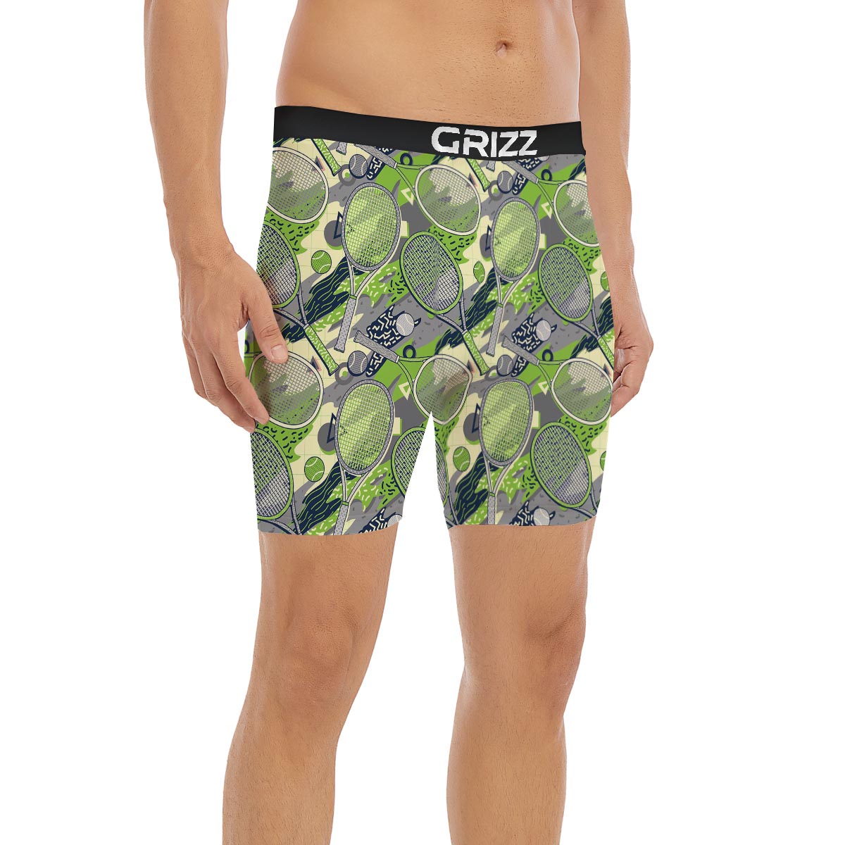 Racket And Tennis Ball Print Pattern Boxer Briefs-grizzshop