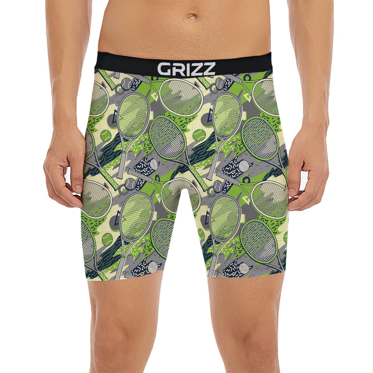 Racket And Tennis Ball Print Pattern Boxer Briefs-grizzshop