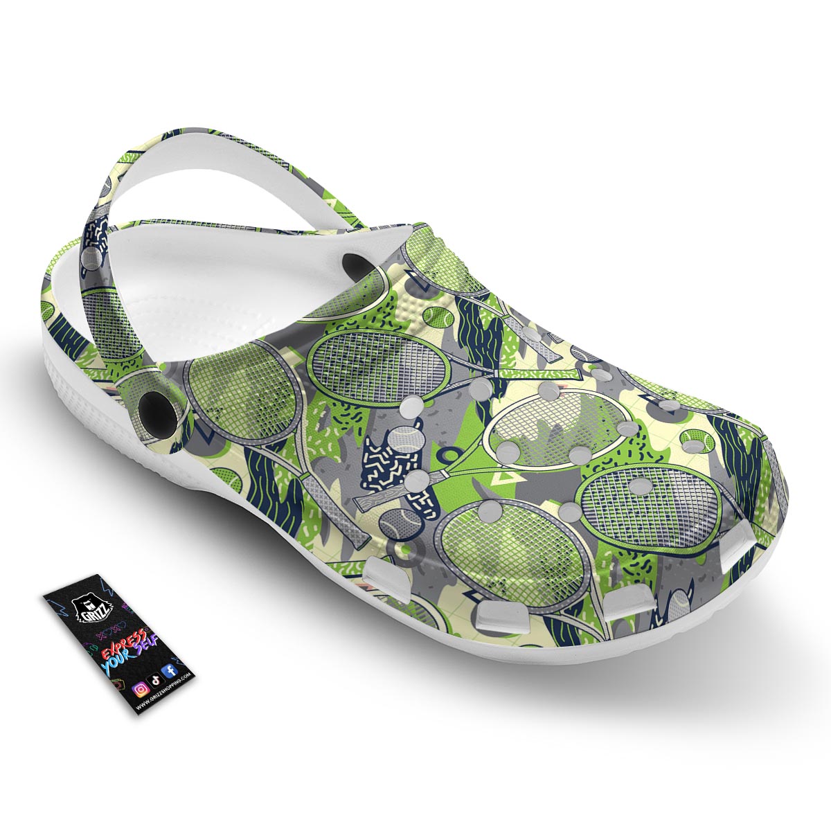 Racket And Tennis Ball Print Pattern Clog-grizzshop