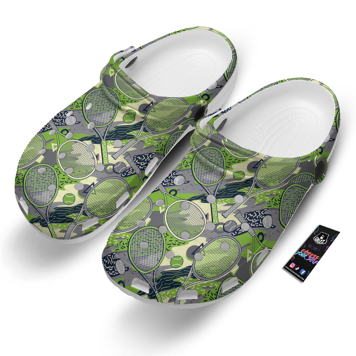 Racket And Tennis Ball Print Pattern Clog-grizzshop