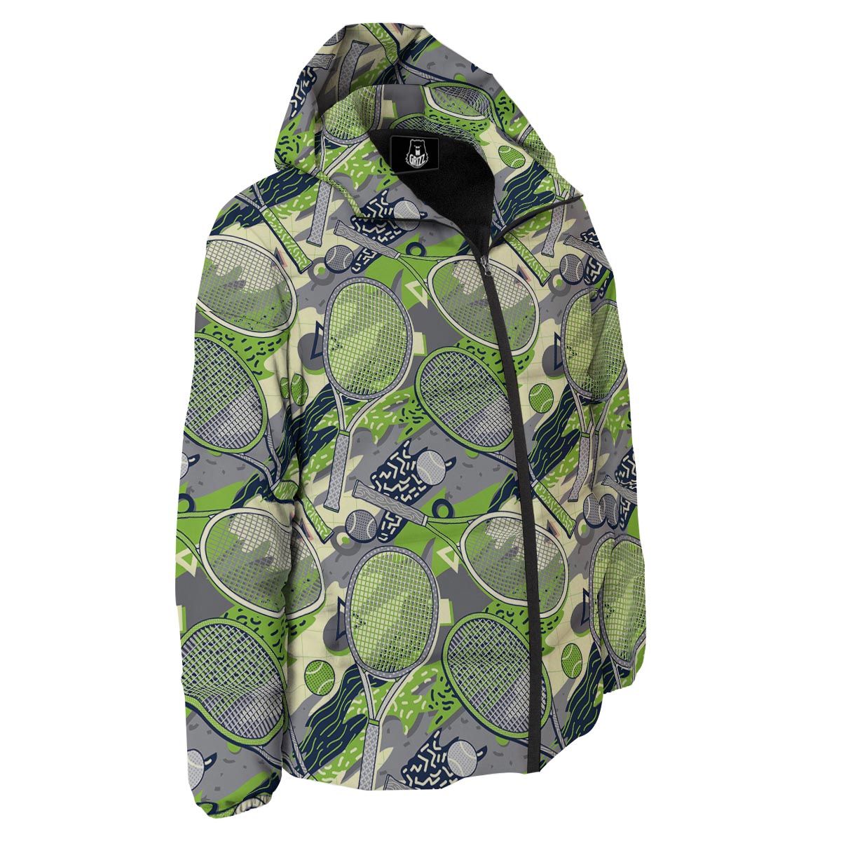 Racket And Tennis Ball Print Pattern Down Jacket-grizzshop