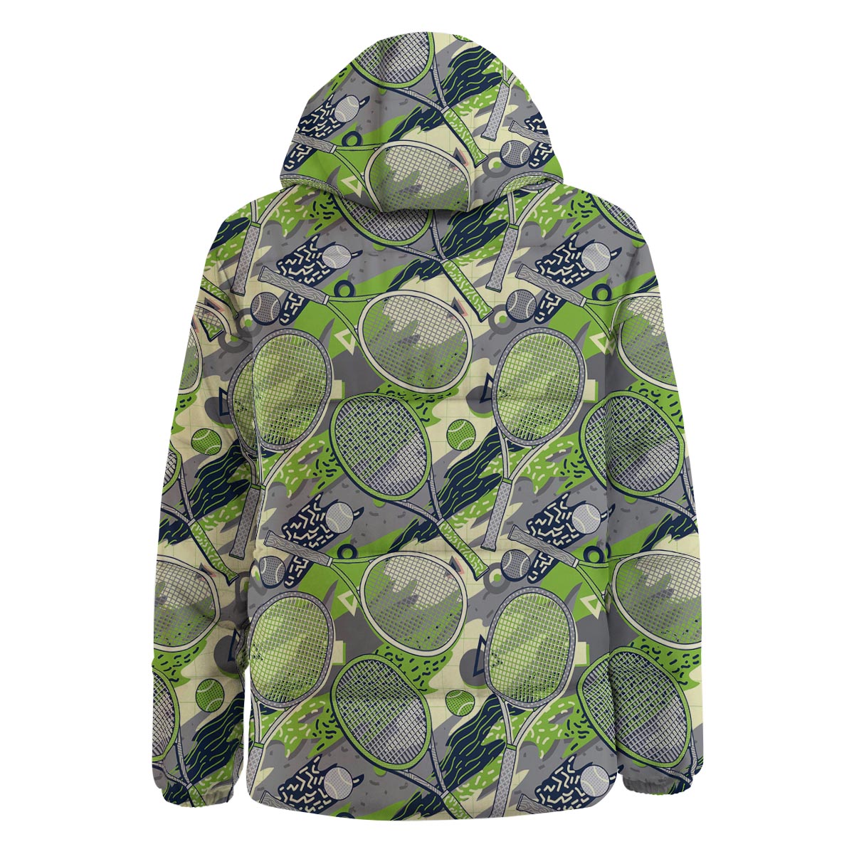 Racket And Tennis Ball Print Pattern Down Jacket-grizzshop